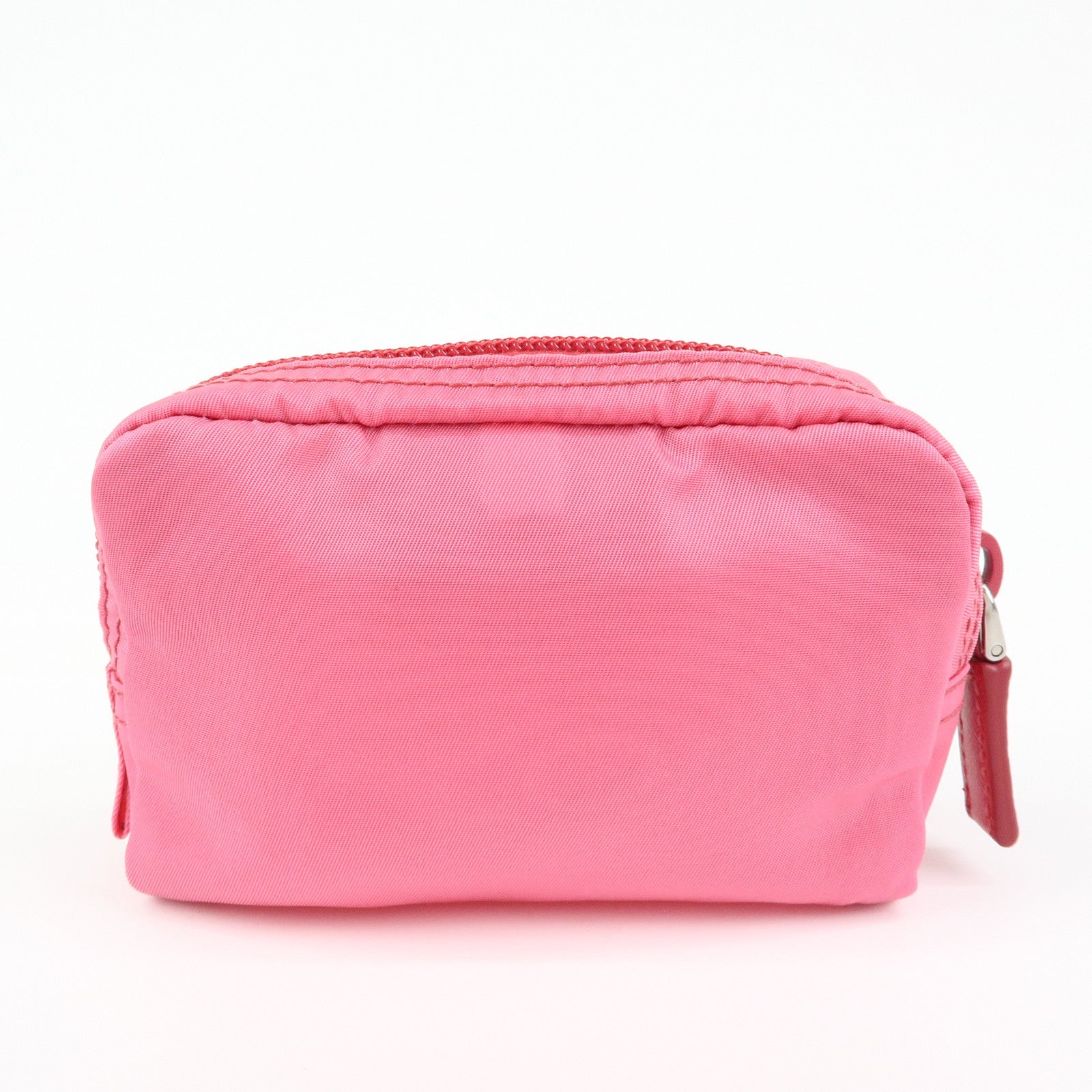 PRADA Triangle Logo Nylon Cosmetic Pouch Pink 1N0399