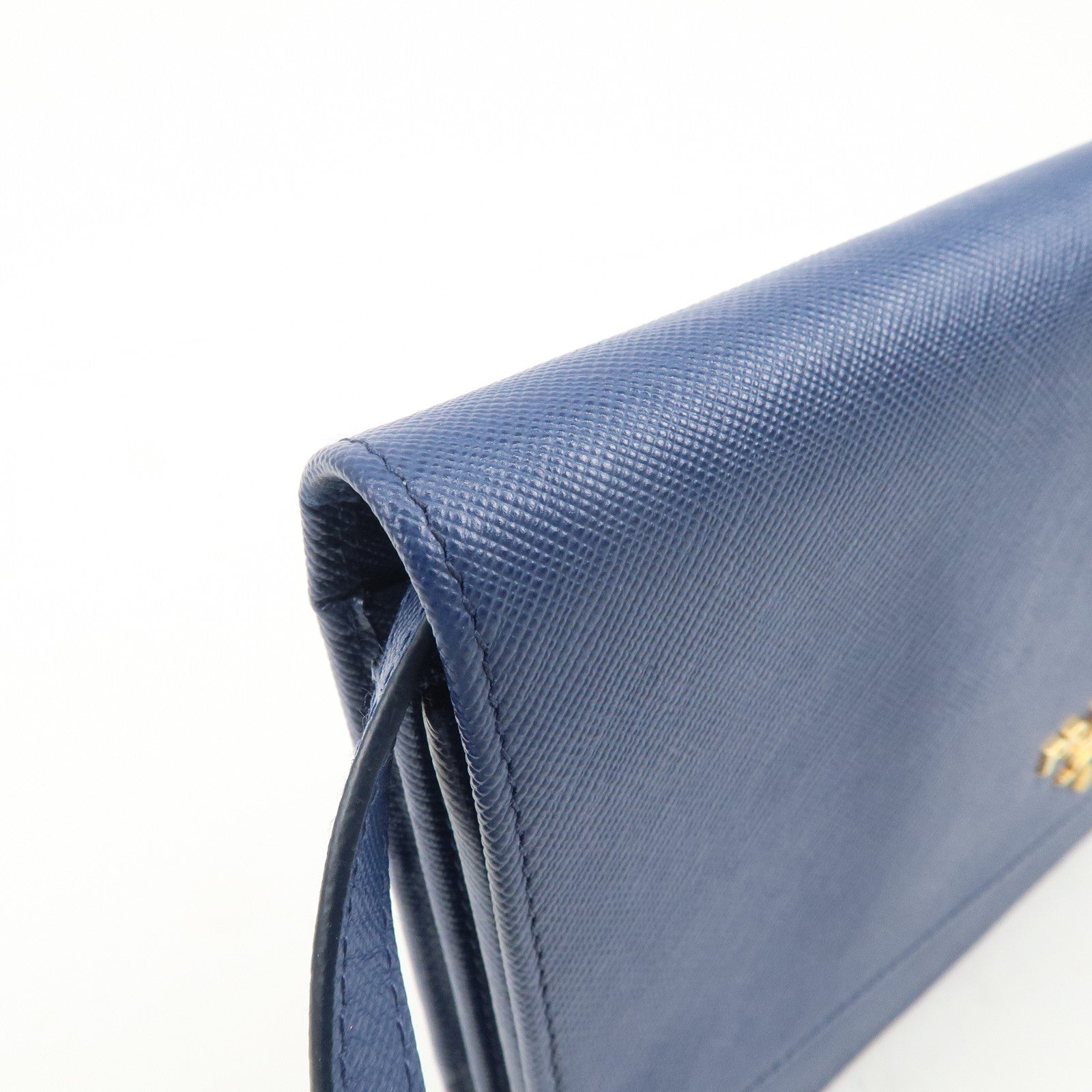 PRADA Logo Saffiano Leather Shoulder Bag Crossbody Bag Blue 1M1361