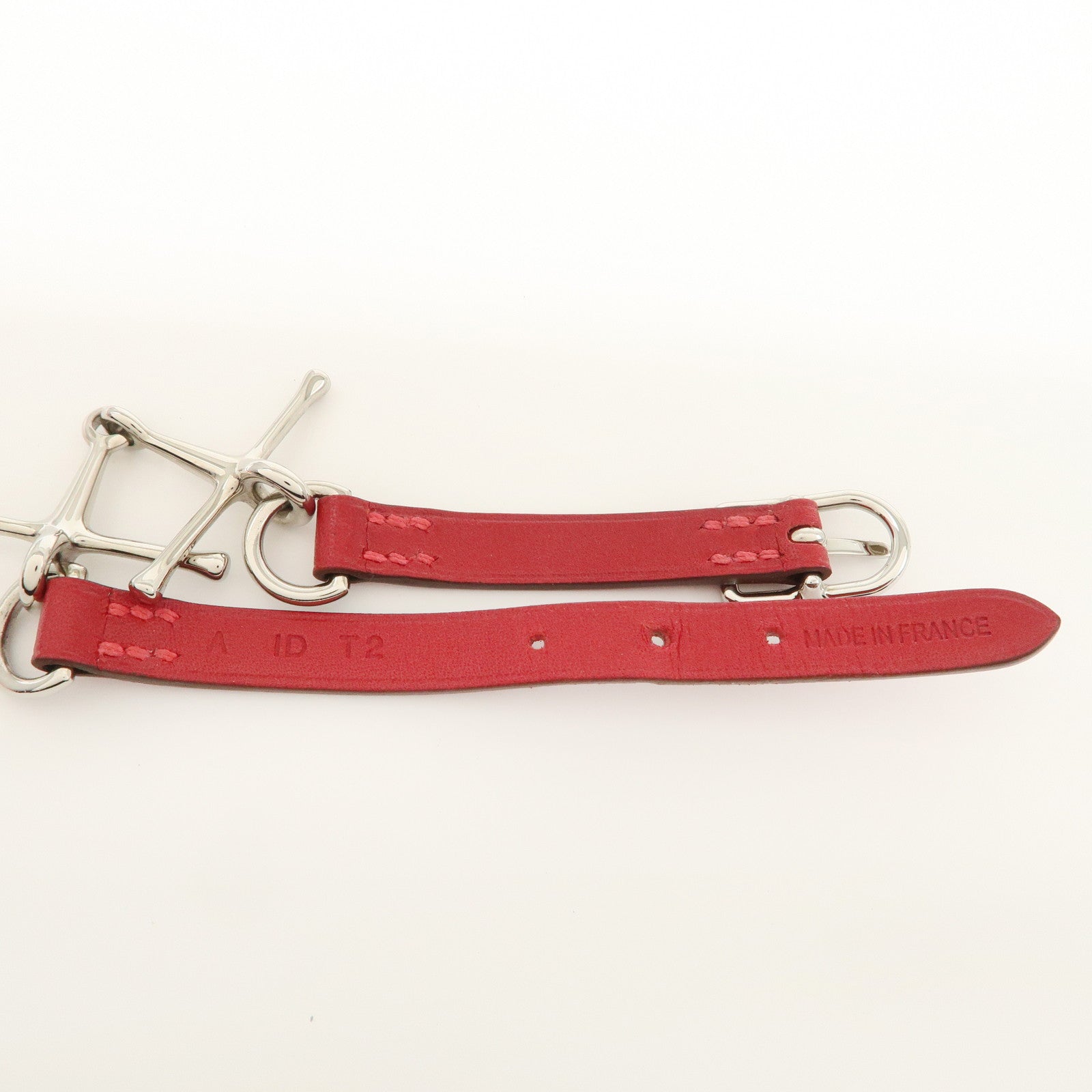 HERMERS MORS Leather Bracelet Red Silver Hardware