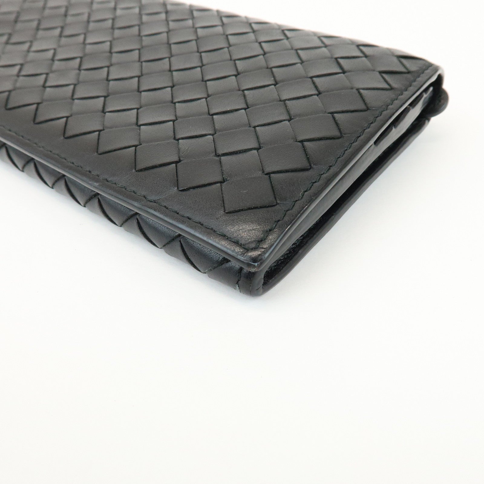 BOTTEGA VENETA Intrecciato Leather Long Wallet Black