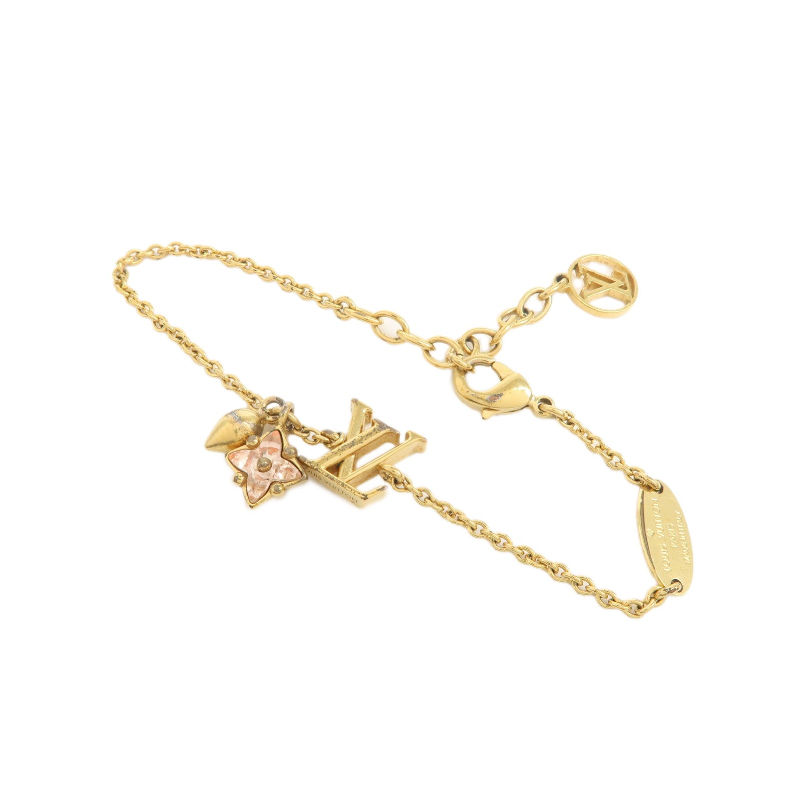 Louis Vuitton Loulougram LV Logo Metal Bracelet Gold M00801