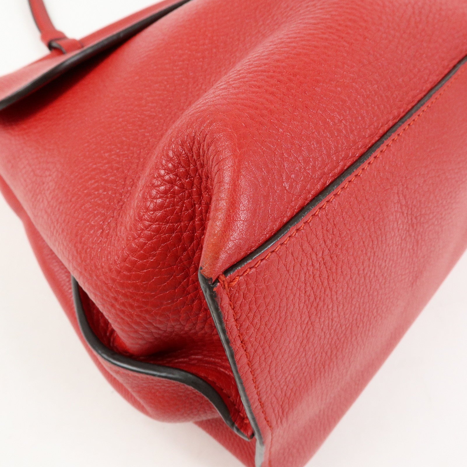 GUCCI Bamboo Leather 2Way Bag Hand Bag Shoulder Bag Red 370830