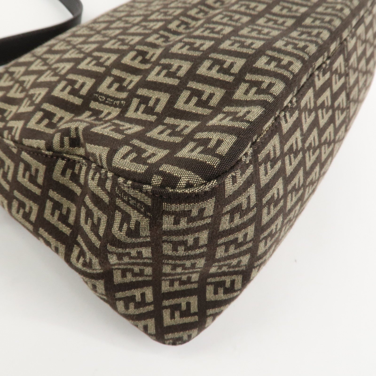FENDI Mamma Baguette Zucchino Shoulder Bag Brown Beige 8BR001