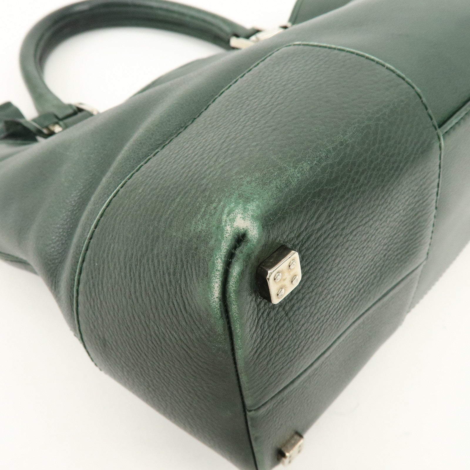 LOEWE Anagram Leather Tote Bag Hand Bag Green
