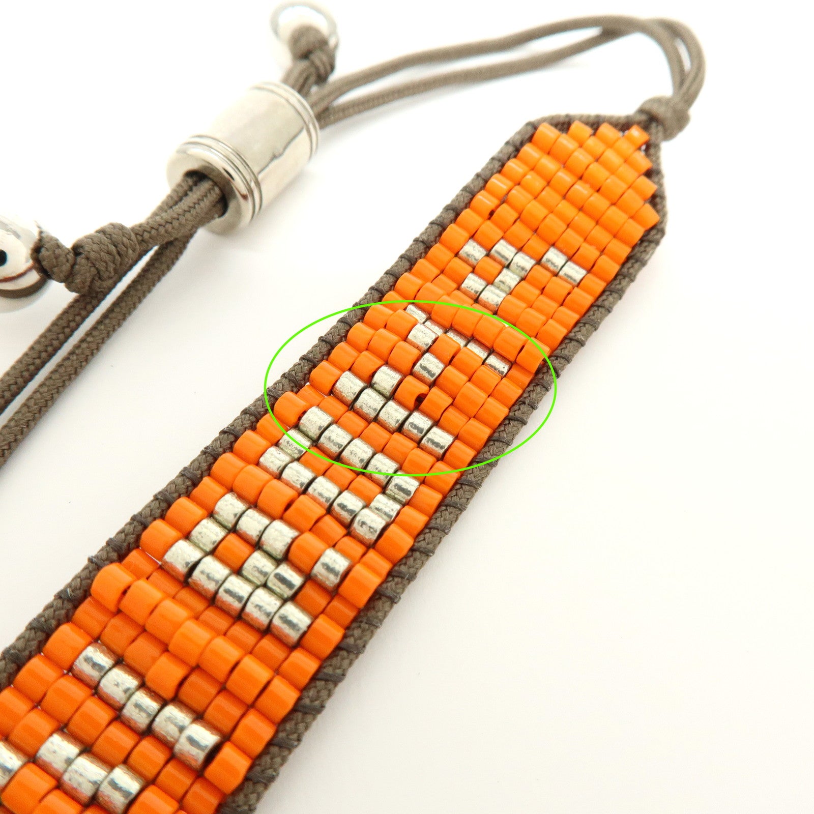 FENDI Beads Nylon Code Bracelet Orange Khaki MV0223