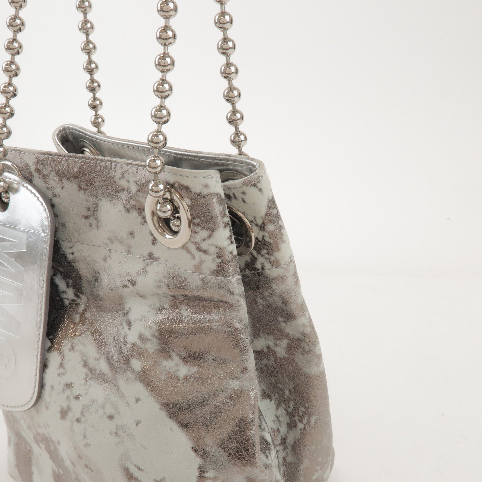 Maison Margiela MM6 Faux Leather Shoulder Bag Silver S41WC0015