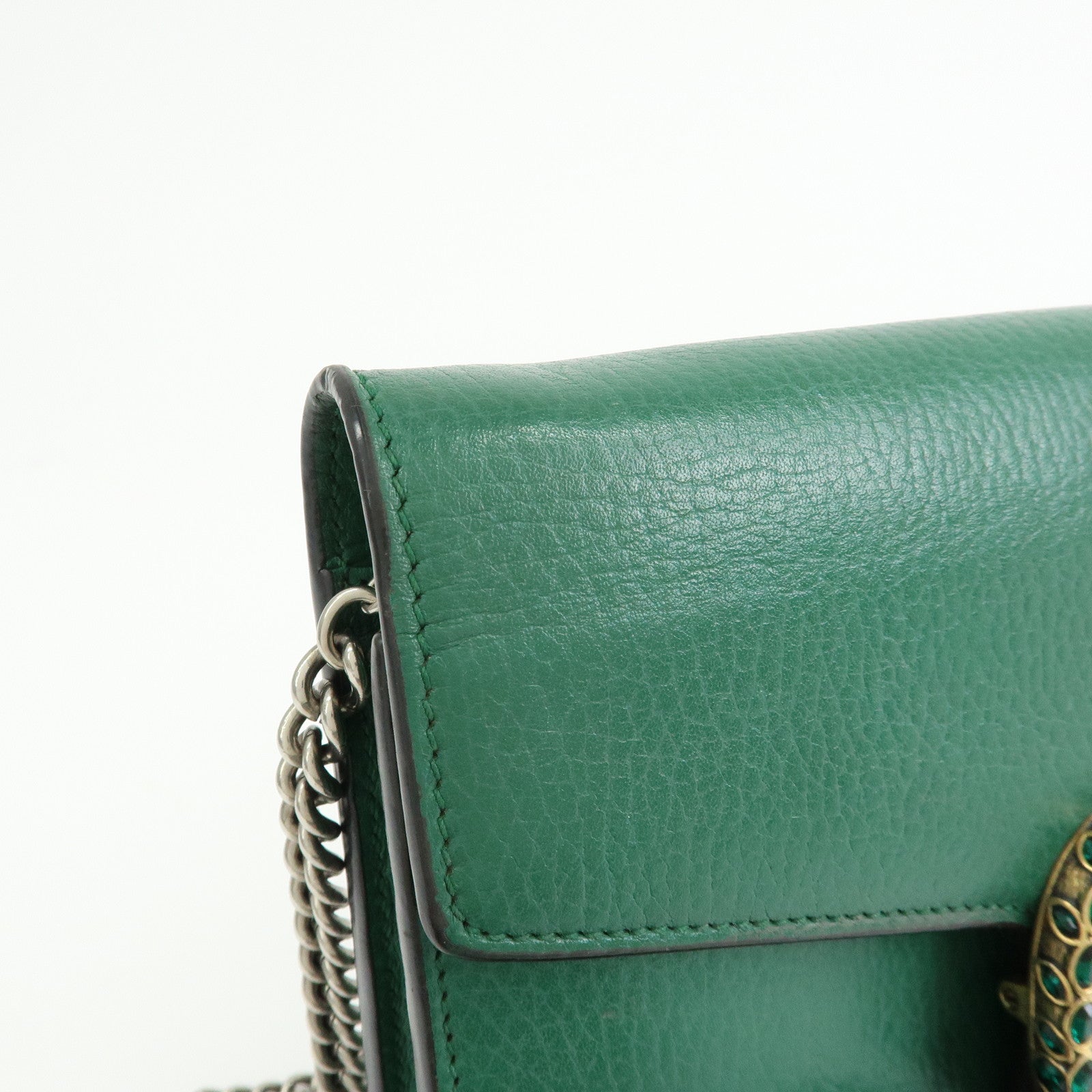 GUCCI Dionysus Leather Chain Wallet Shoulder Bag Green 401231