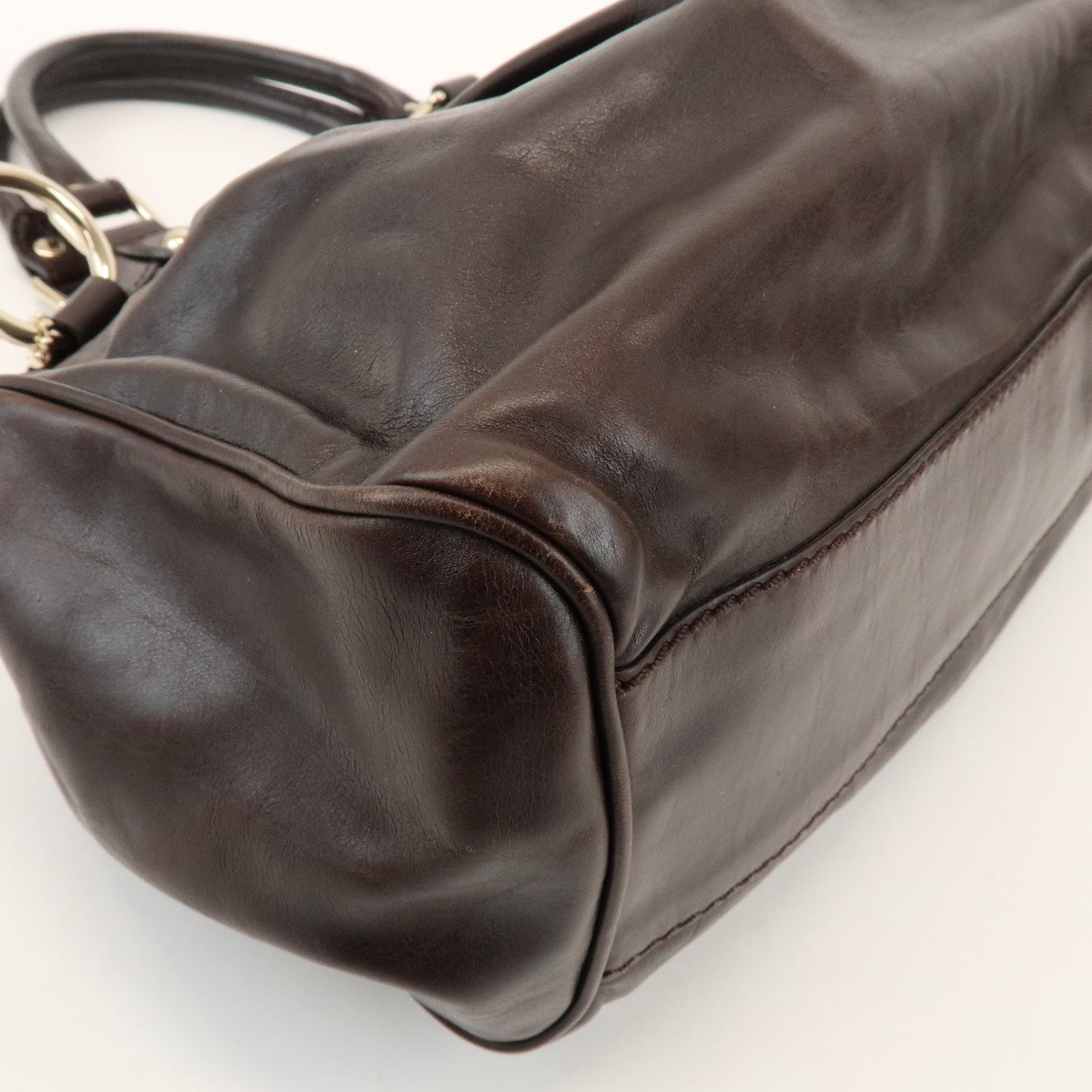GUCCI Sukey Interlocking G Leather Tote Bag Hand Bag Brown 211944