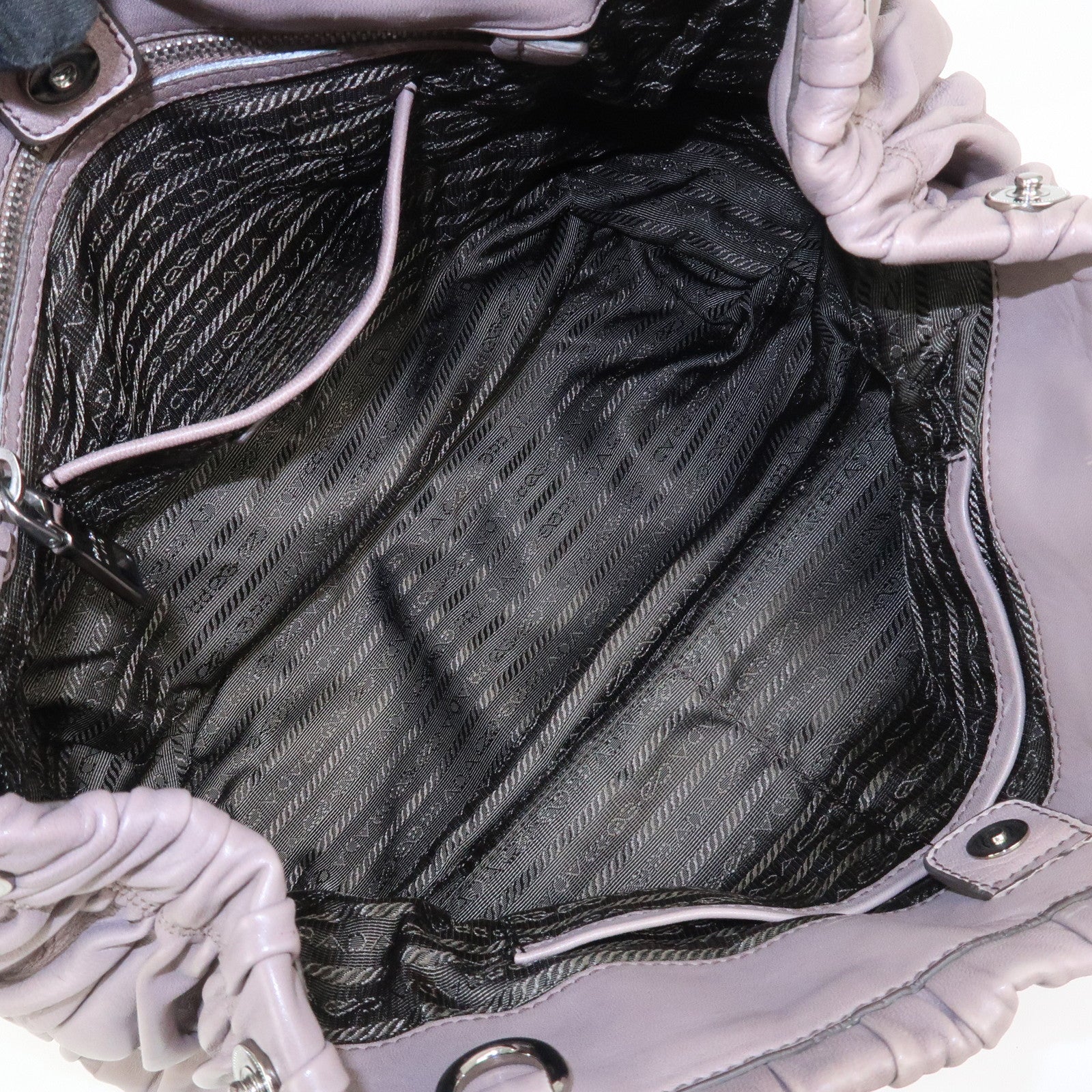 PRADA Logo Nappa Leather 2Way Bag Shoulder Bag Hand Bag Gray