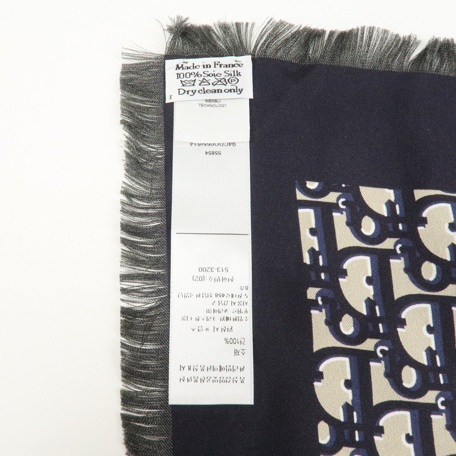 Christian Dior Oblique Silk 100% Scarf Navy Dark Green