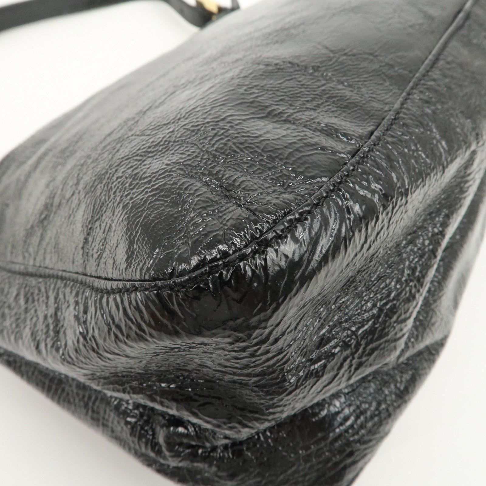 FENDI Mamma Baguette Leather Shoulder Bag Hand Bag Black