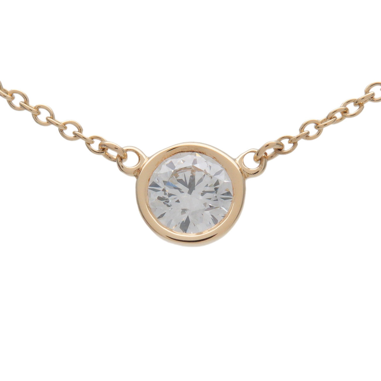 Tiffany & Co By The Yard 1P Diamond  Necklace 0.36ct K18YG 750YG