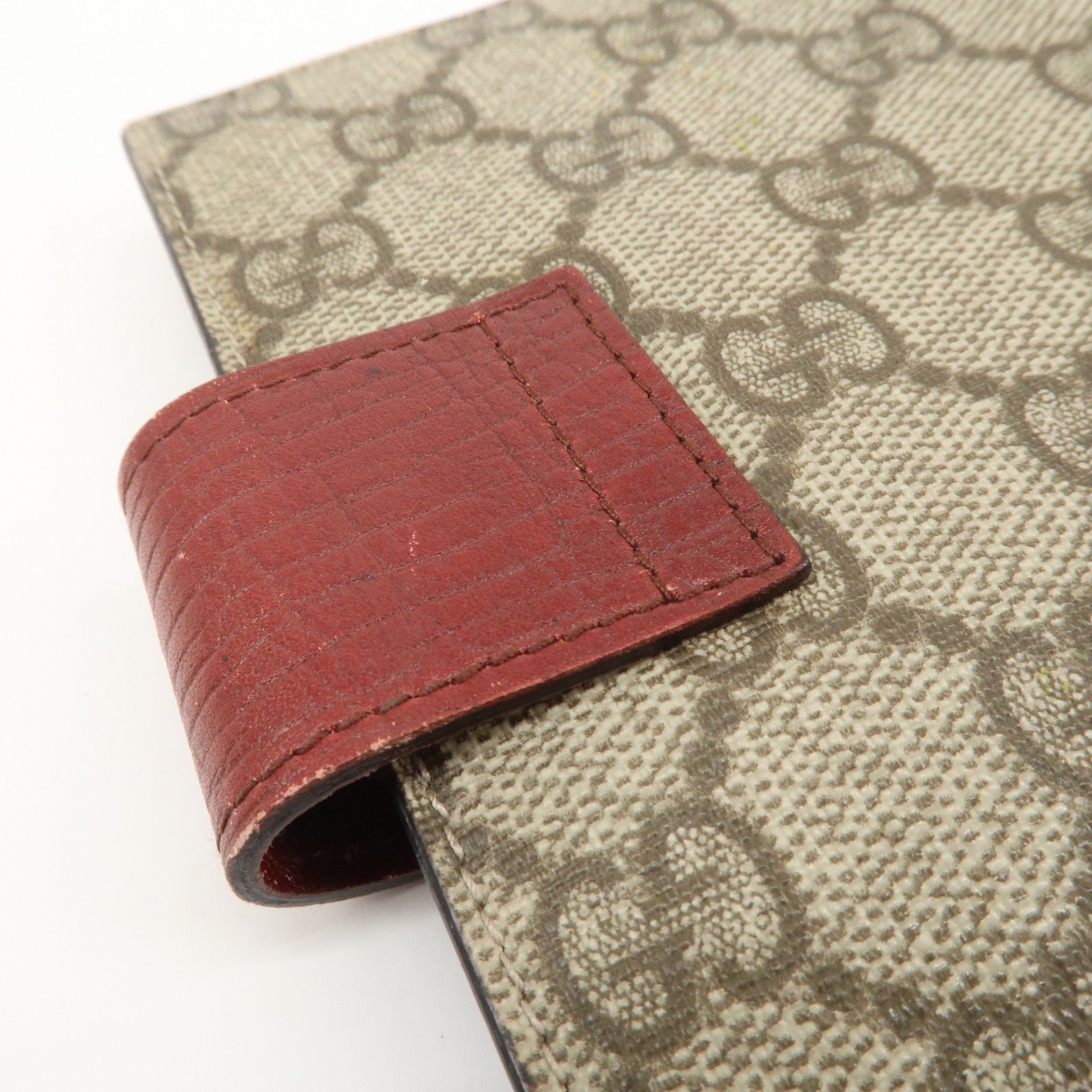 GUCC GG Supreme Canvas Leather Planner Cover Beige Brown 115240 Used
