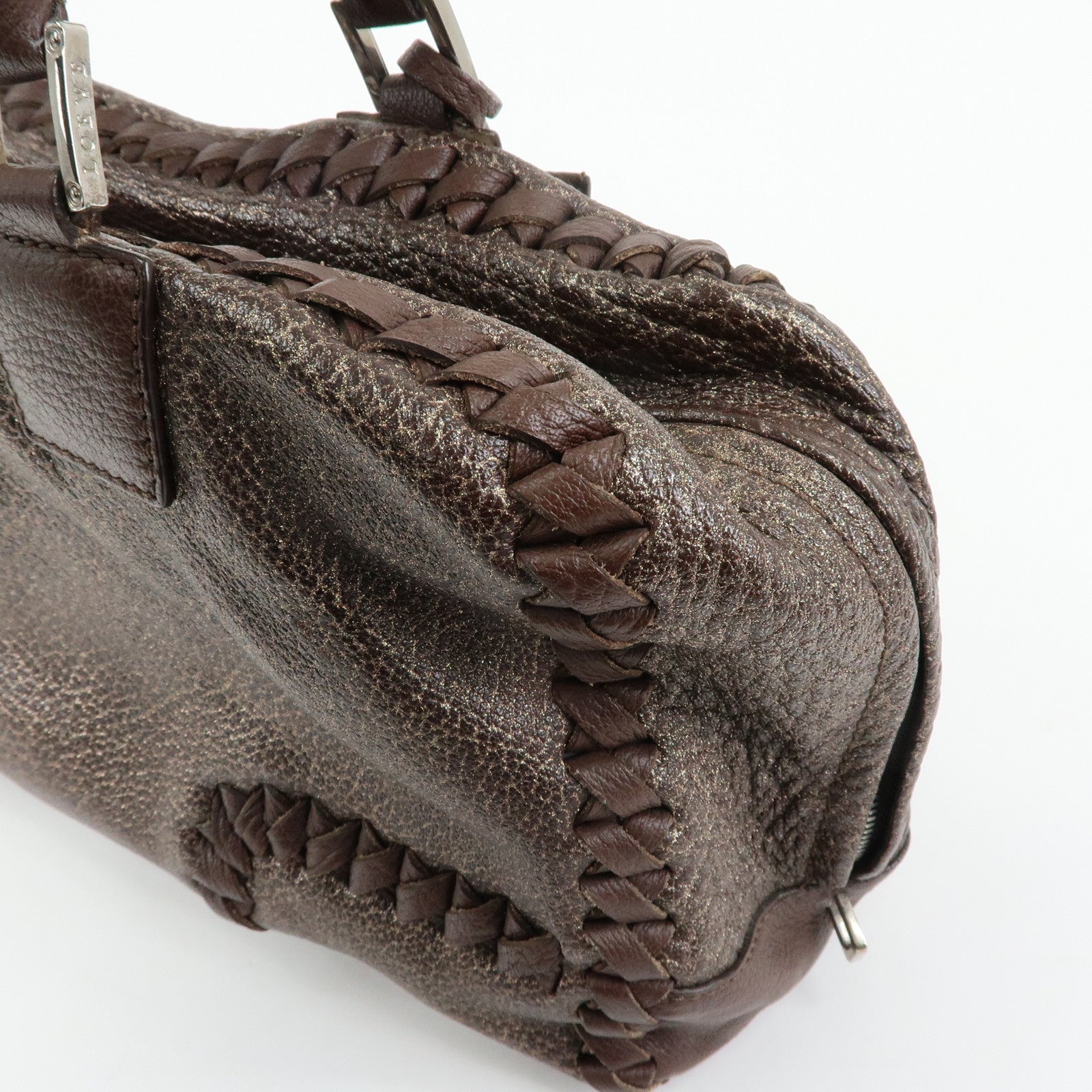 LOEWE Anagram Amazona 36 Leather Hand Bag Boston Bag Brown