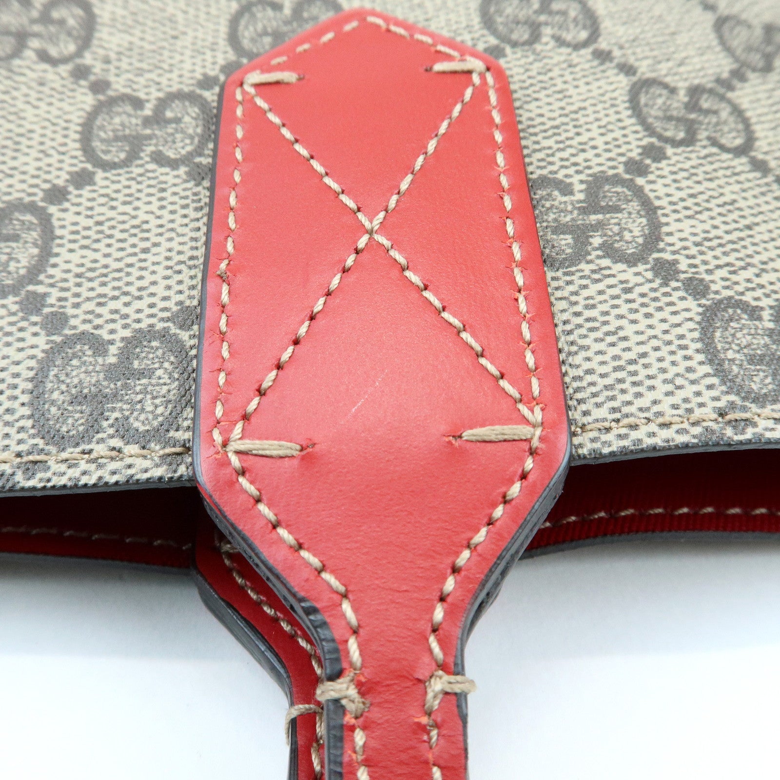 GUCCI Reversible GG Supreme Leather Tote Bag Beige Red 368568