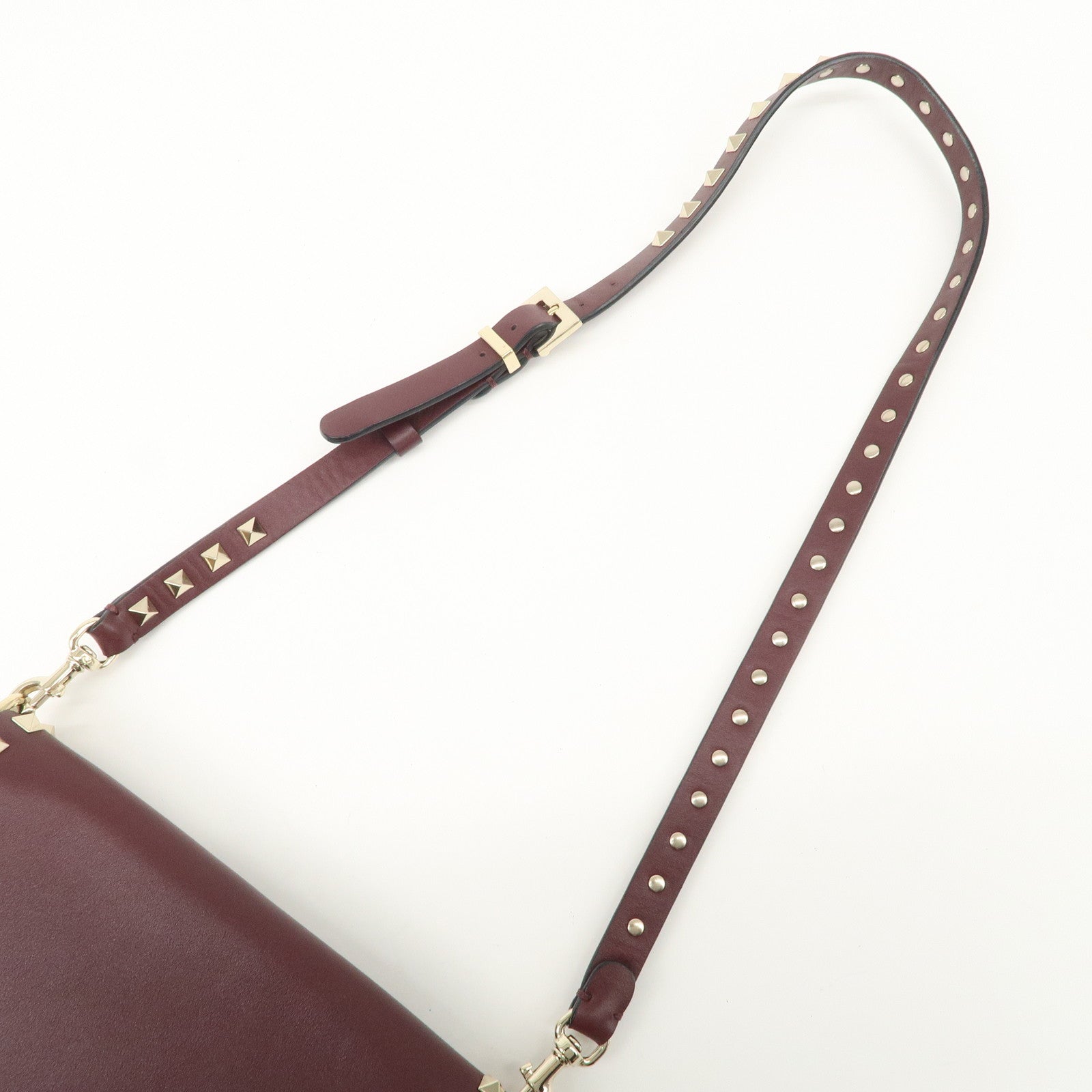 VALENTINO Rock Studs Leather Shoulder Bag Hand Bag Brown