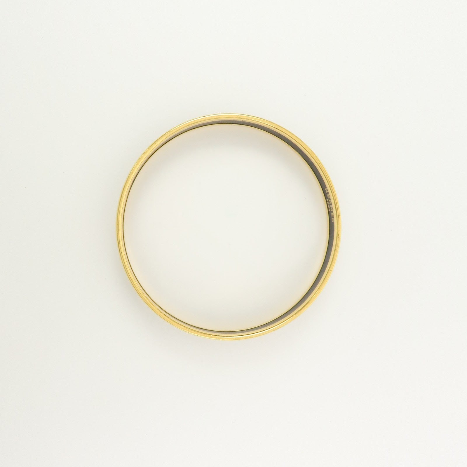 HERMES Email PM Plated Bangle Bracelet Black Gold