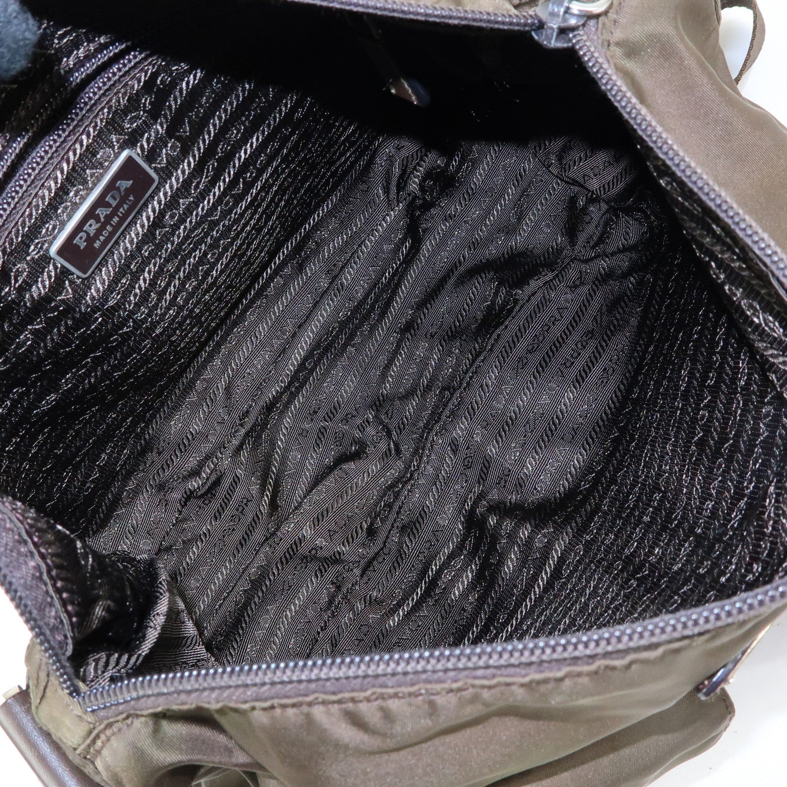 PRADA Tessuto Triangle Logo Shoulder Bag Crossbody Bag TST Khaki