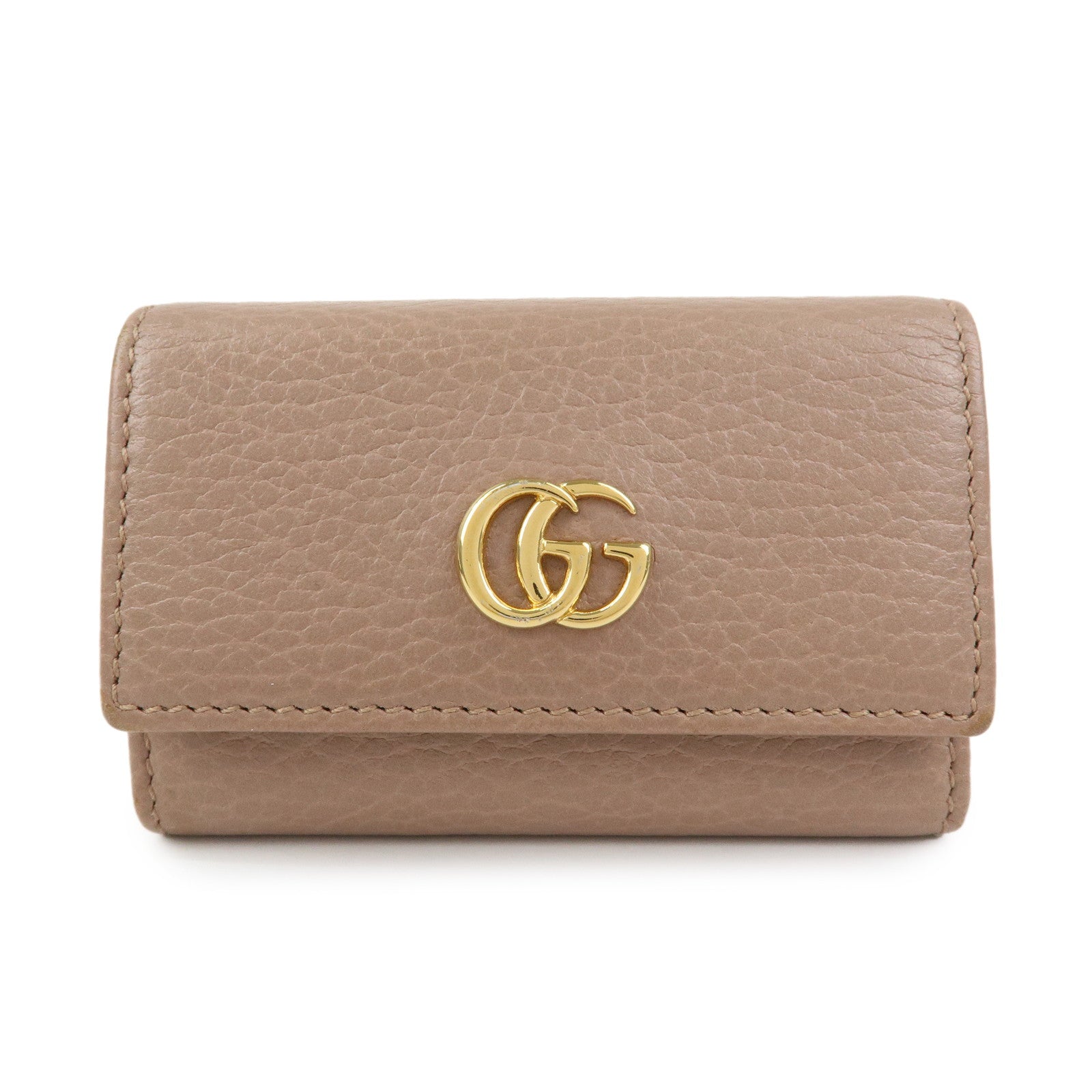 GUCCI GG Marmont Leather 6 Ring Key Case Pink Beige 156118