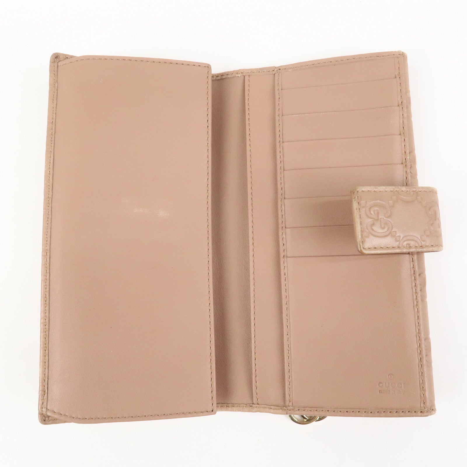 GUCCI Interlocking G Guccissima Leather Long Wallet Pink 212104