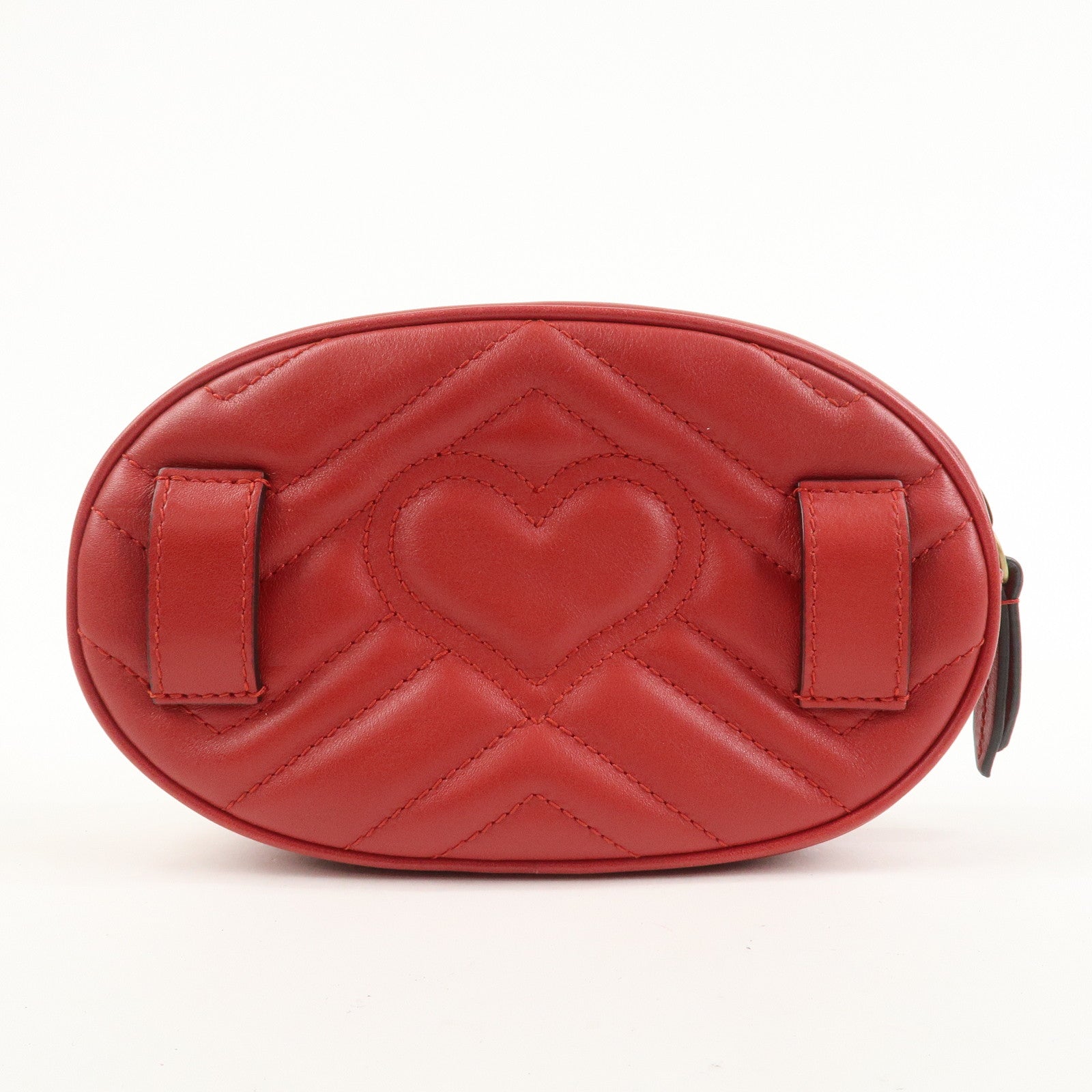 GUCCI GG Marmont Leather Waist Bag Crossbody Bag Red 476434