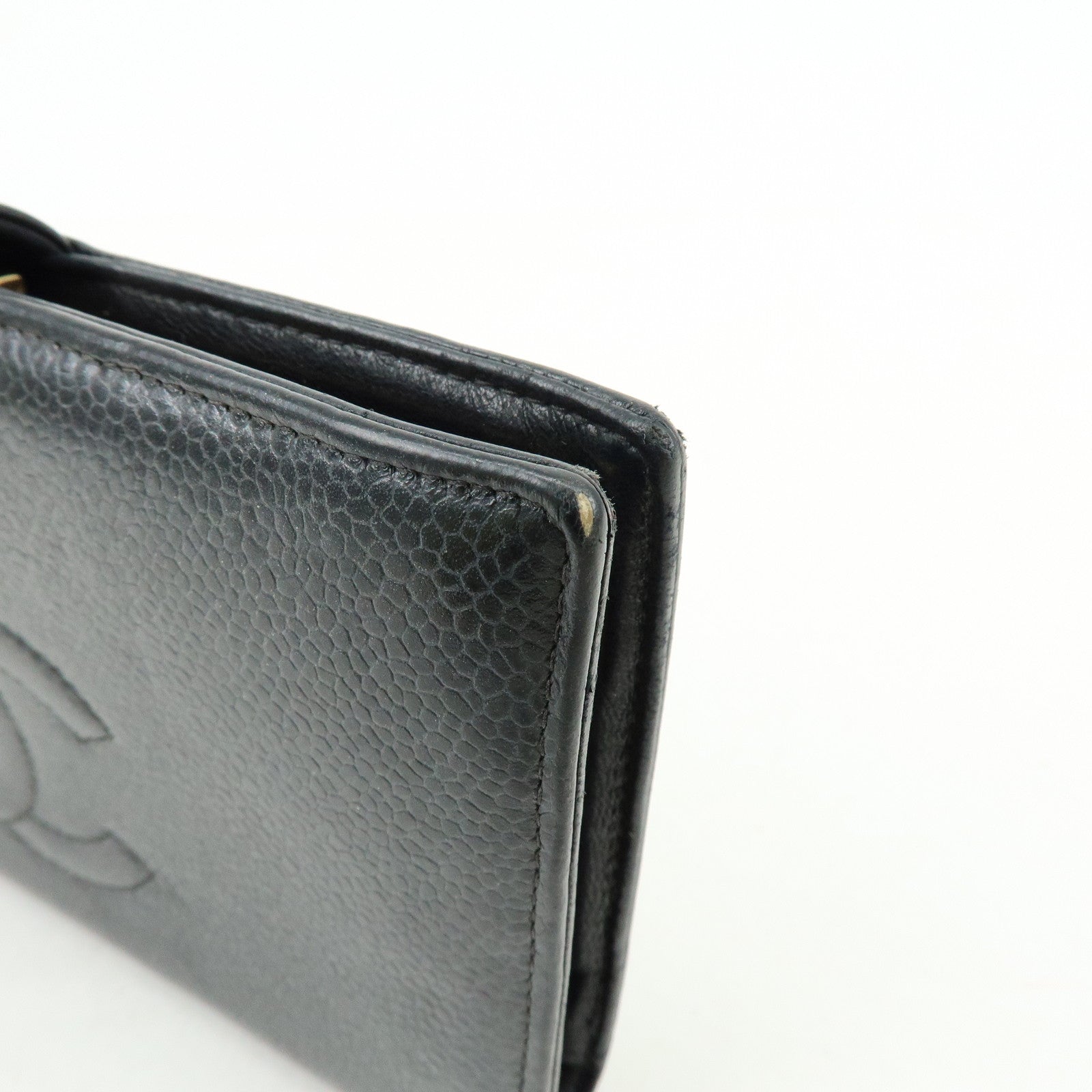 CHANEL COCO Mark Cavierskin Long Wallet Black