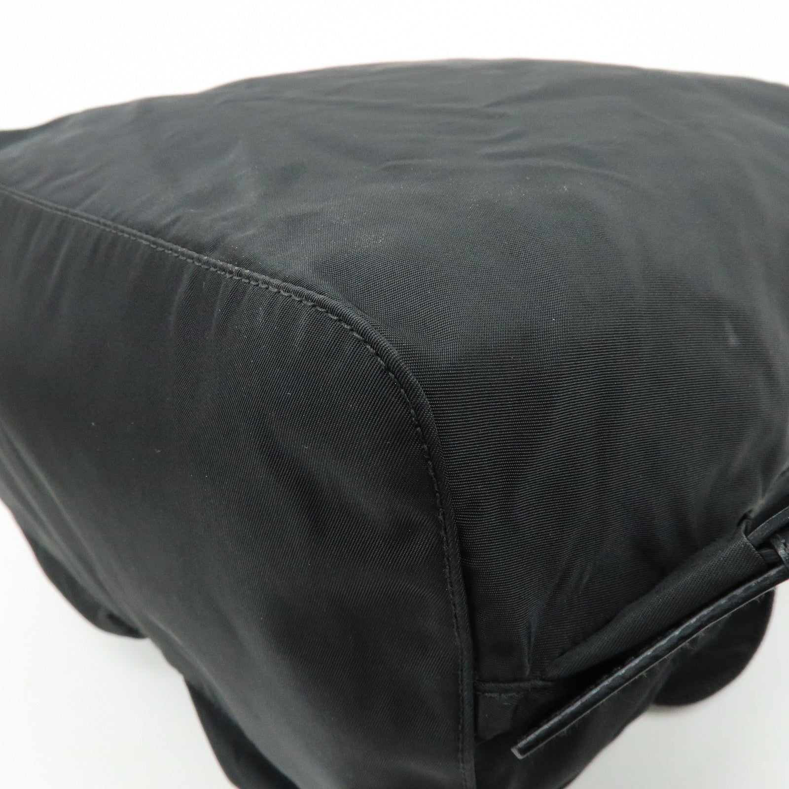 PRADA Triangle Logo Nylon Leather Backpack Rucksuck Black