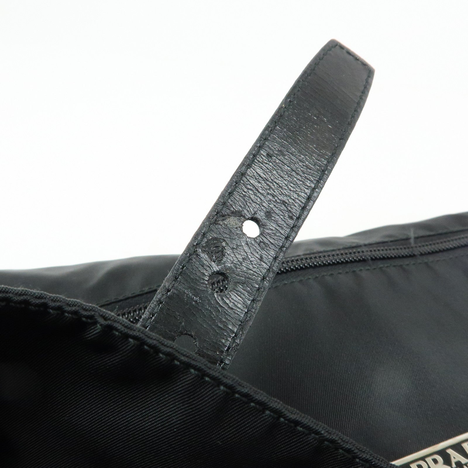 PRADA Triangle Logo Nylon Leather Shoulder Bag Crossbody Bag Black
