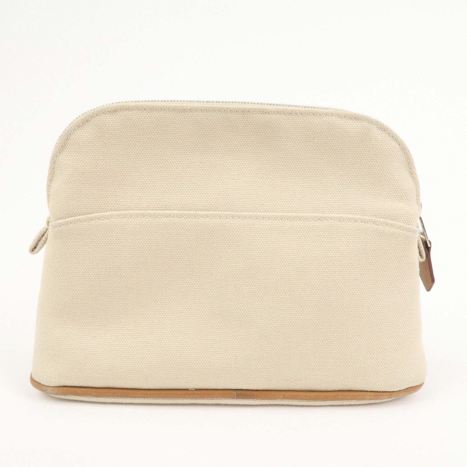 HERMES Bolide Mini Cotton Leather Pouch Natural