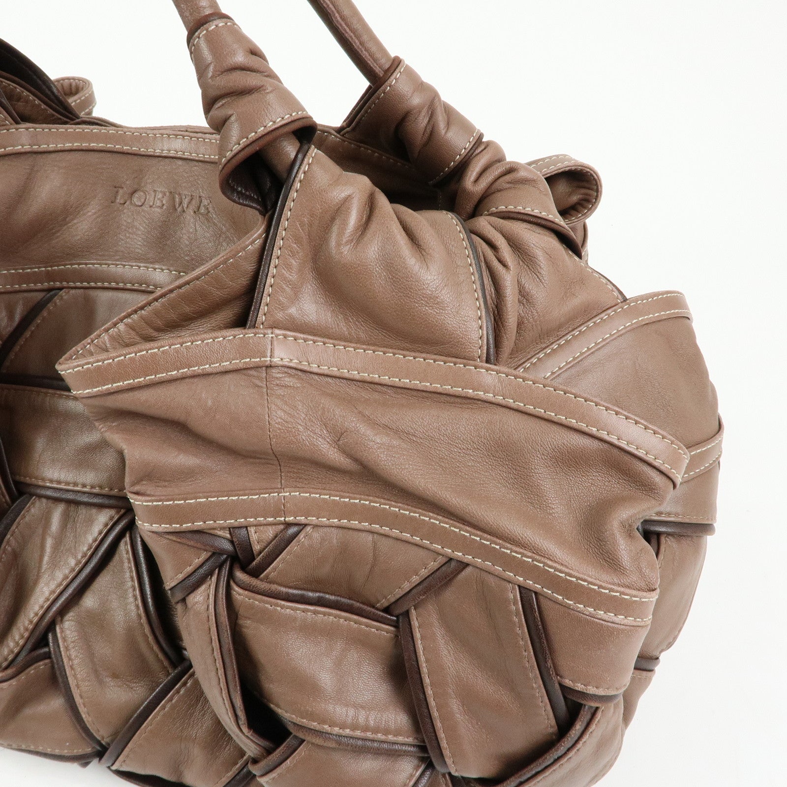 LOEWE Anagram Nappa Aire Leather Hand Bag Tote Bag Brown