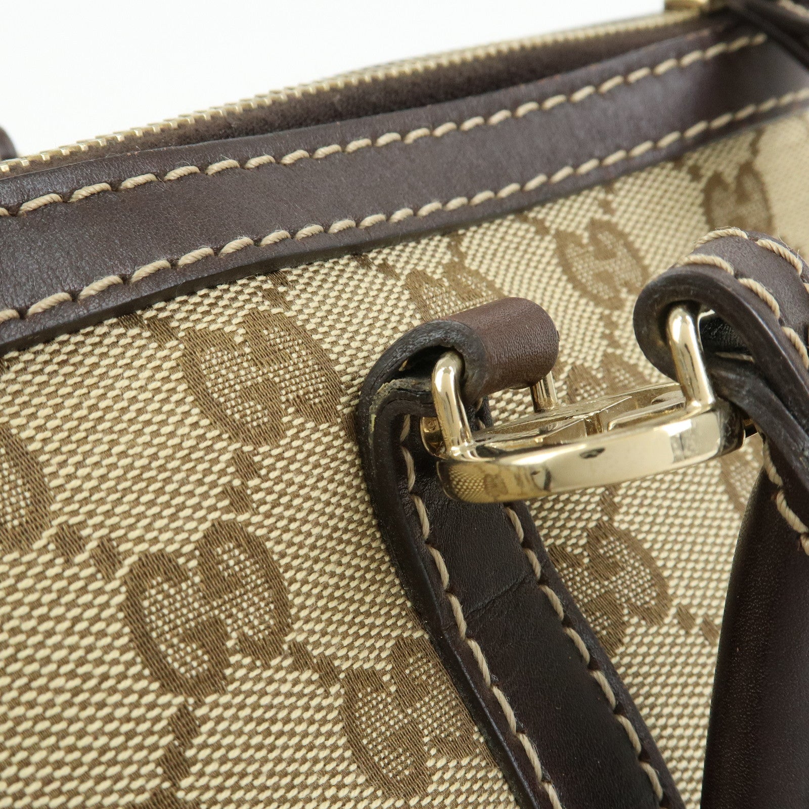 GUCCI Interlocking G Lovely Canvas Tote Bag Beige Brown 257069