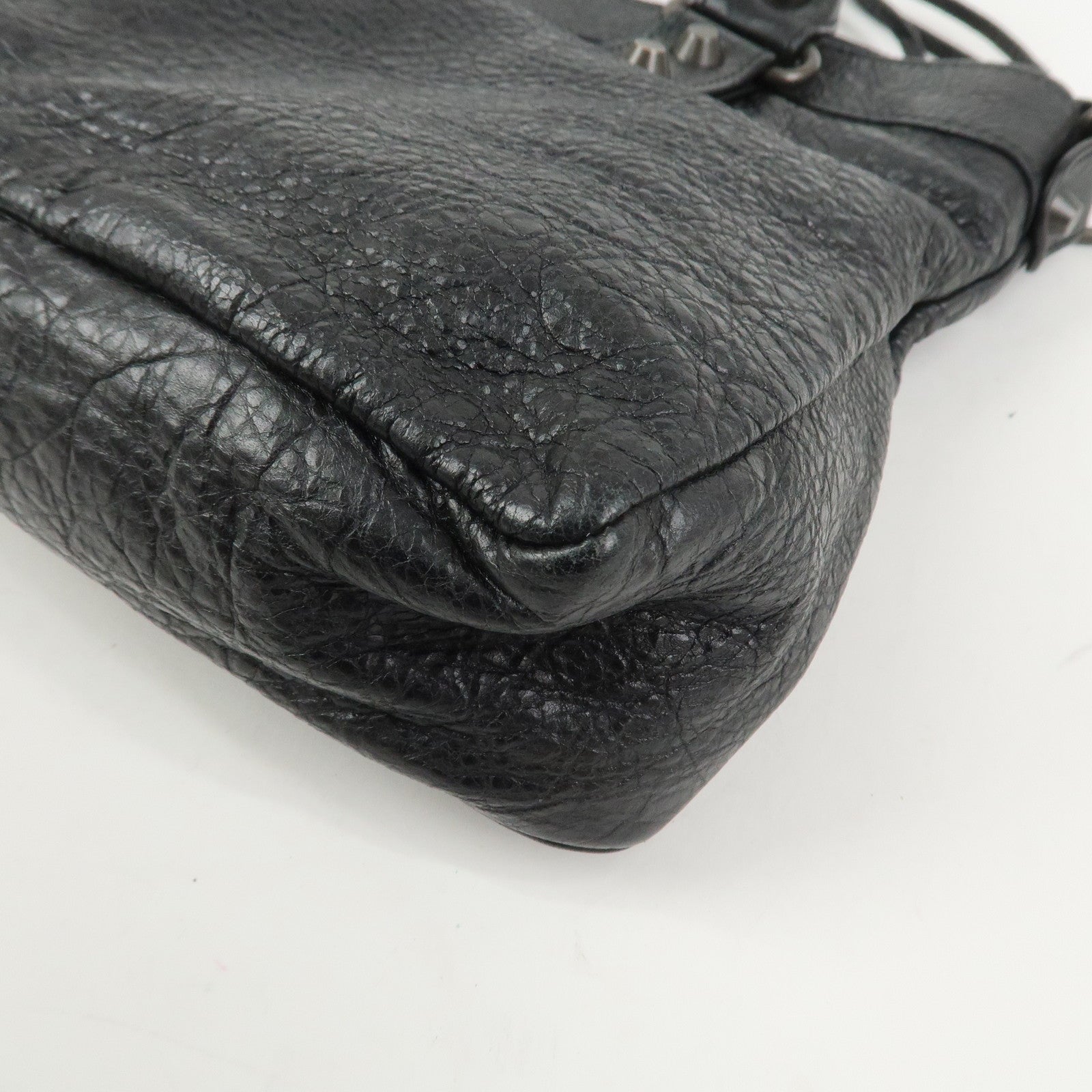 BALENCIAGA The First Leather 2Way Bag Shoulder Bag Black 103208