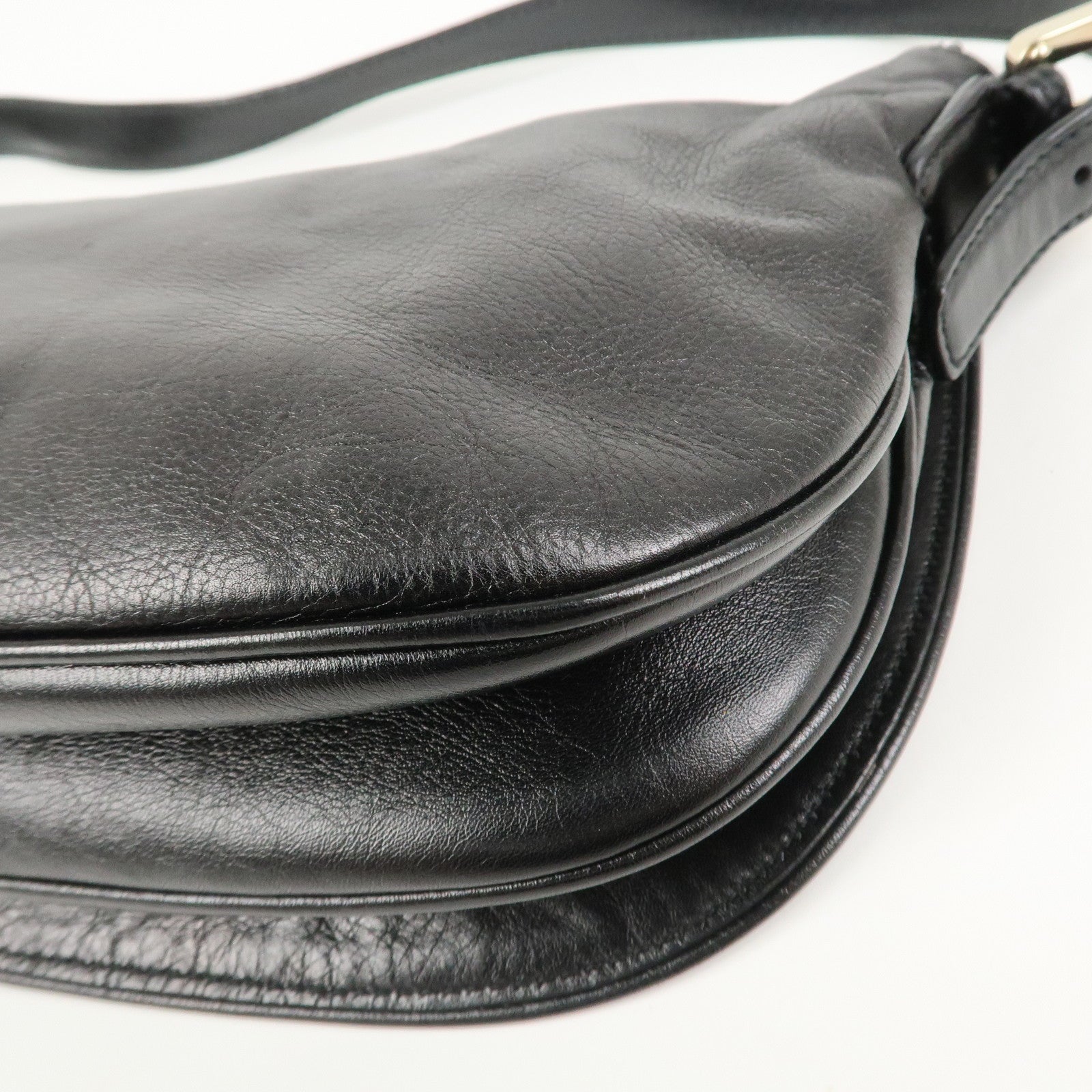 GUCCI Interlocking G Leather Shoulder Bag Hand Bag Black 161727