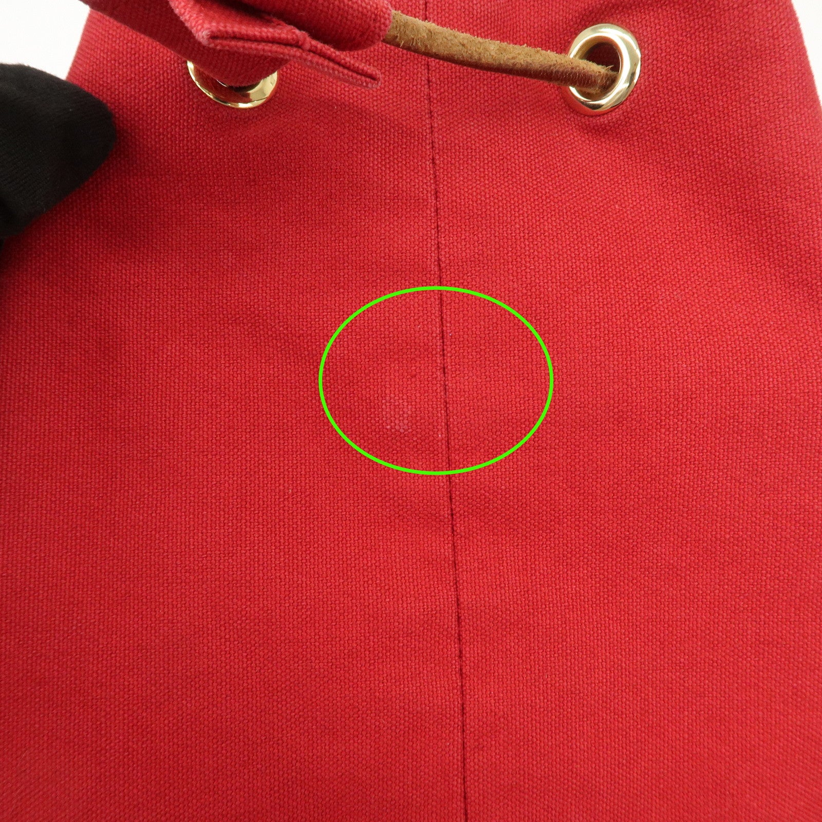 HERMES Porochon Mimil Canvas Leather PM Shoulder Bag Red