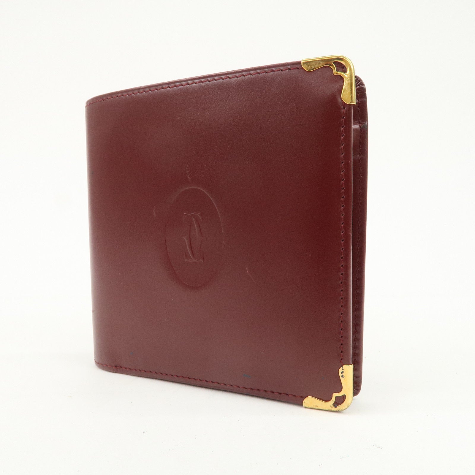 Cartier Must de Cartier Logo Leather Compact Wallet Bordeaux