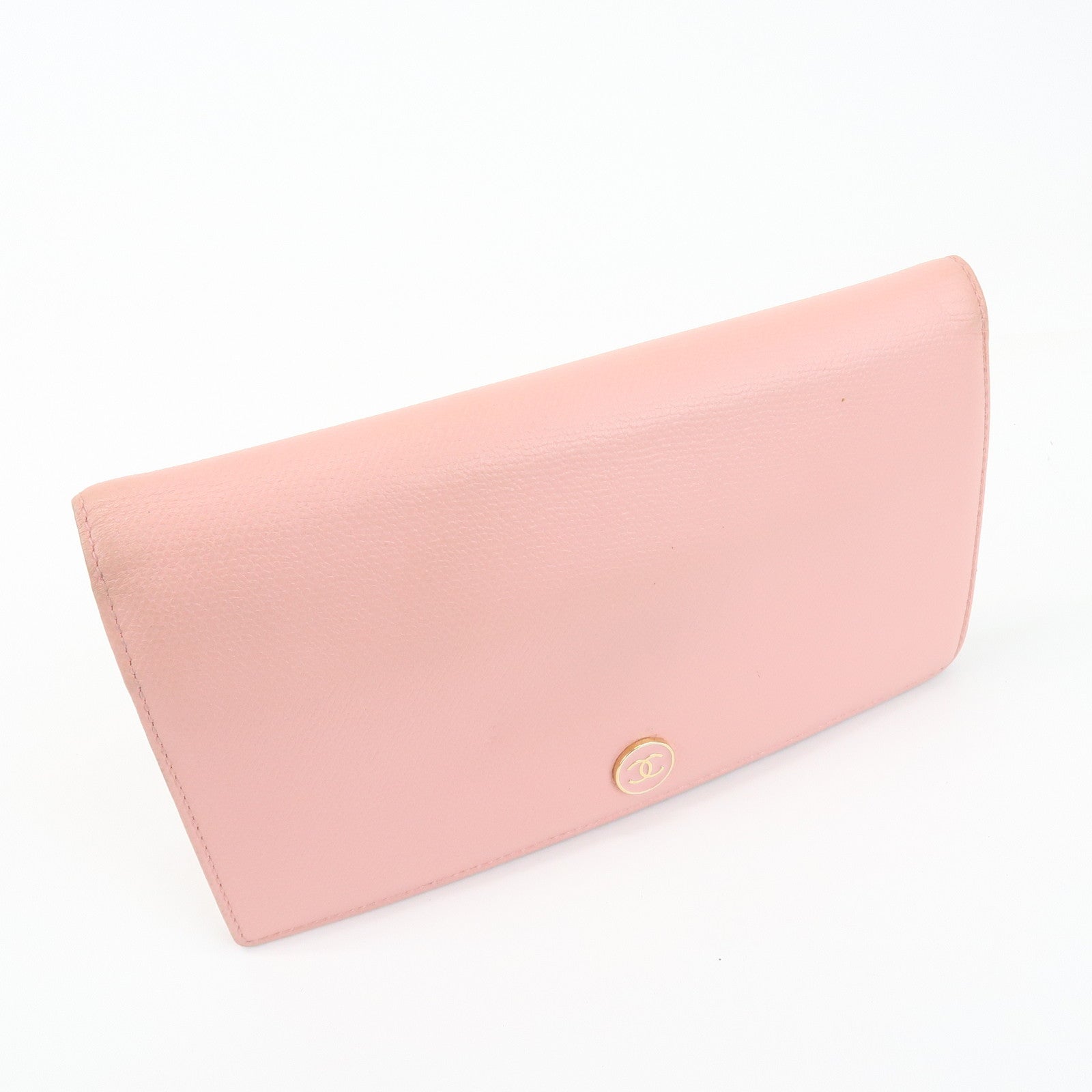 CHANEL COCO Mark Leather Bi-fold Long Wallet Pink