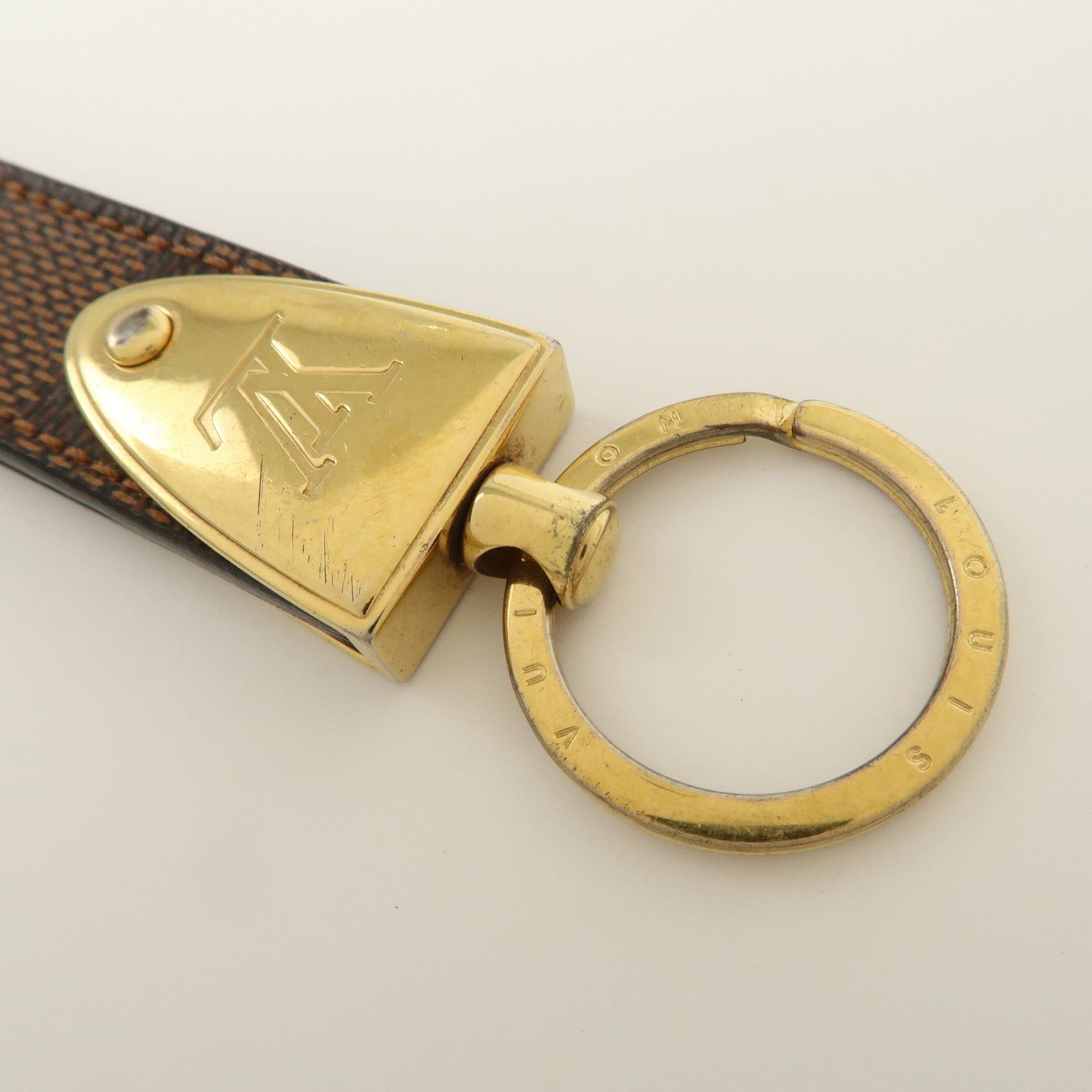 Louis Vuitton Damier Porte Cles Dragonne Key Ring Brown M65050