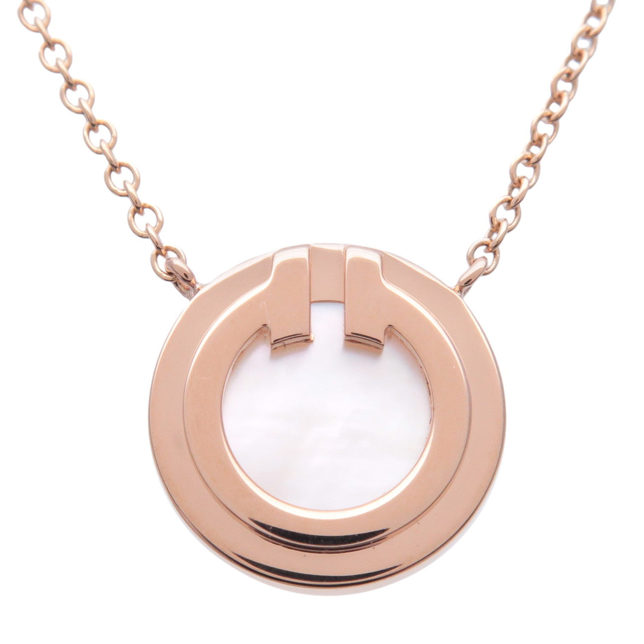 Tiffany & Co T to Circle Shell Necklace K18 750PG Rose Gold