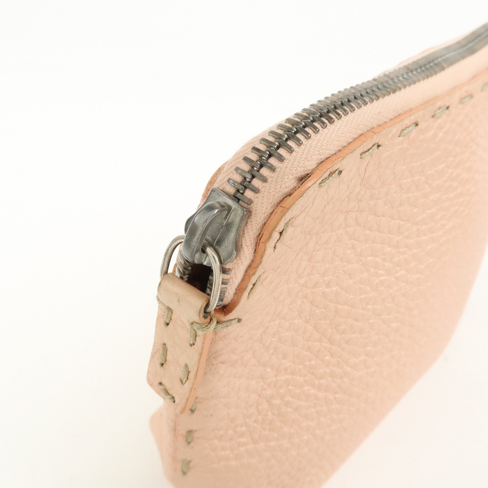 FENDI Set Of 2 Leather Zucchino Canvas Pouch Pink 8N0036 7N0038