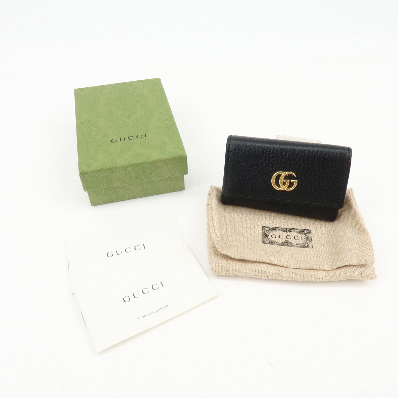 GUCCI Double G Leather 6 Key Case Key Holder Black 456118