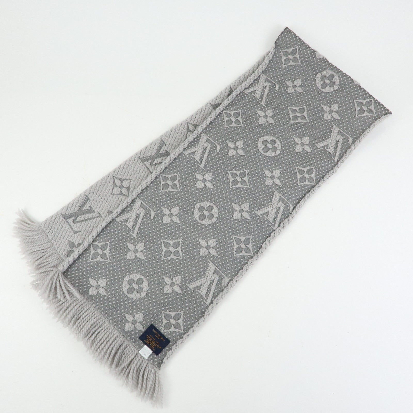 Louis Vuitton Monogram Escharp Logomania Scarf Gris Perle M74742