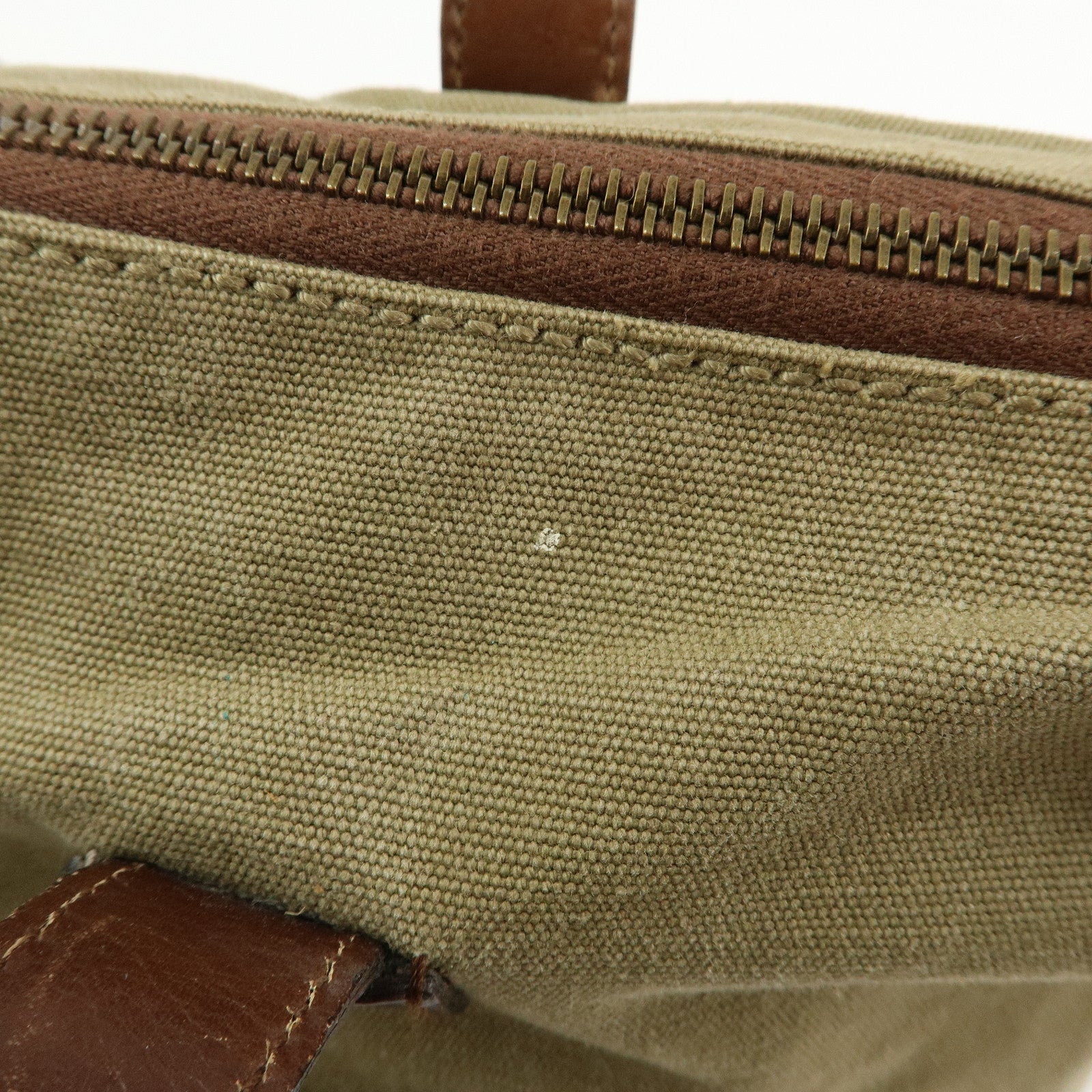 GUCCI Canvas Leather Tote Bag Hand Bag Khaki Brown 109132