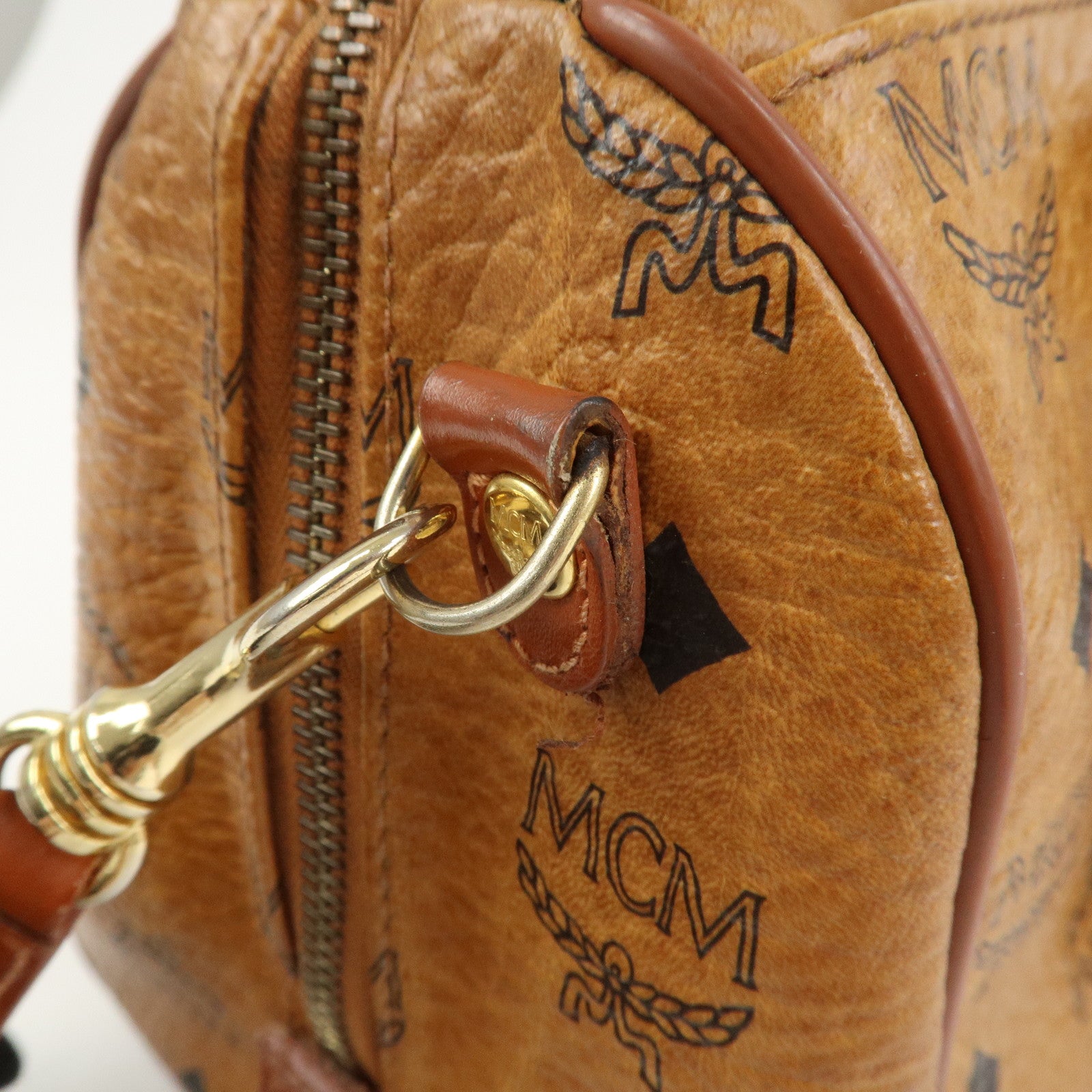 MCM Visetos Leather 2WAY Bag Hand Bag Shoulder Bag Brown