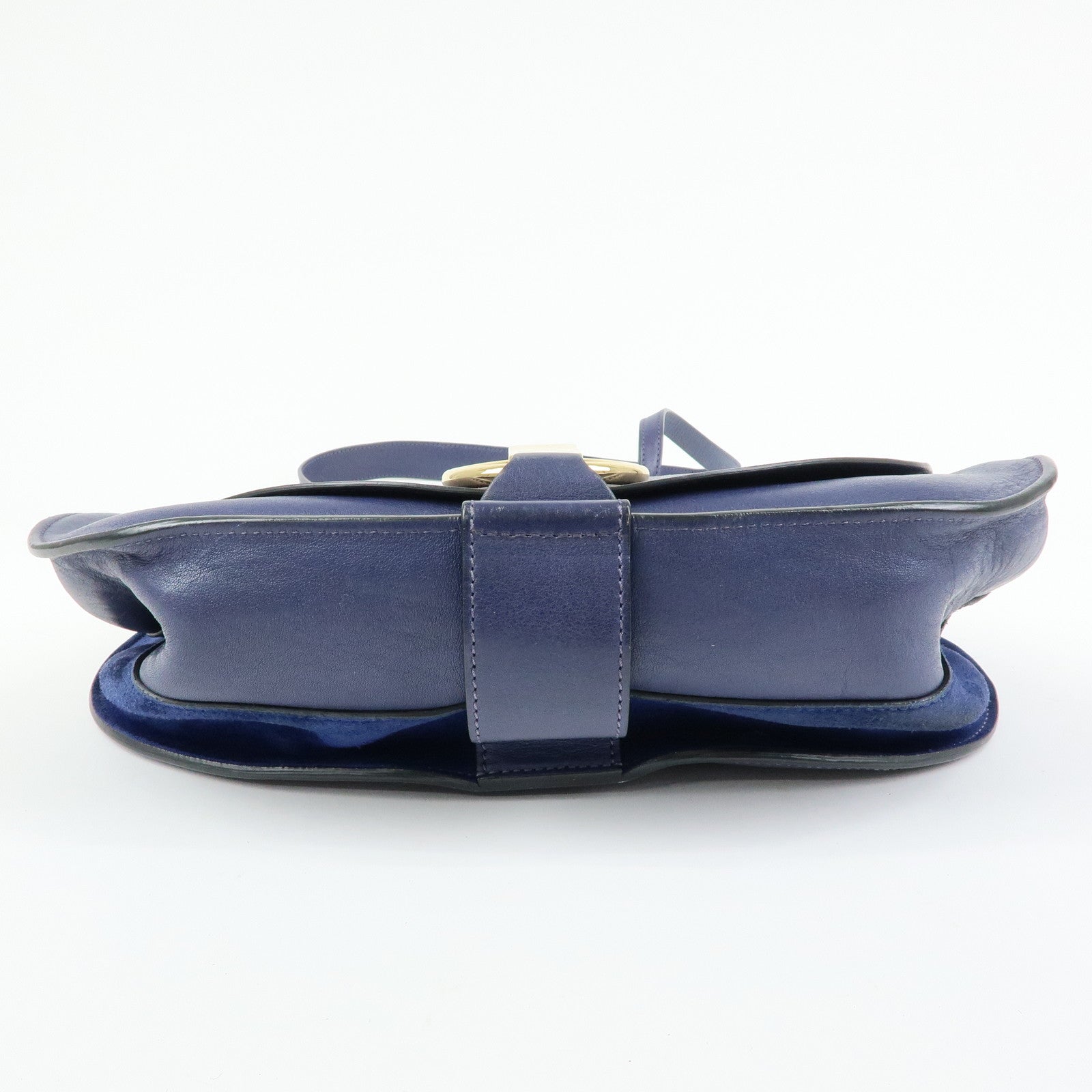 Chloe Goldie Leather Suede 2Way Hand Bag Shoulder Bag Navy