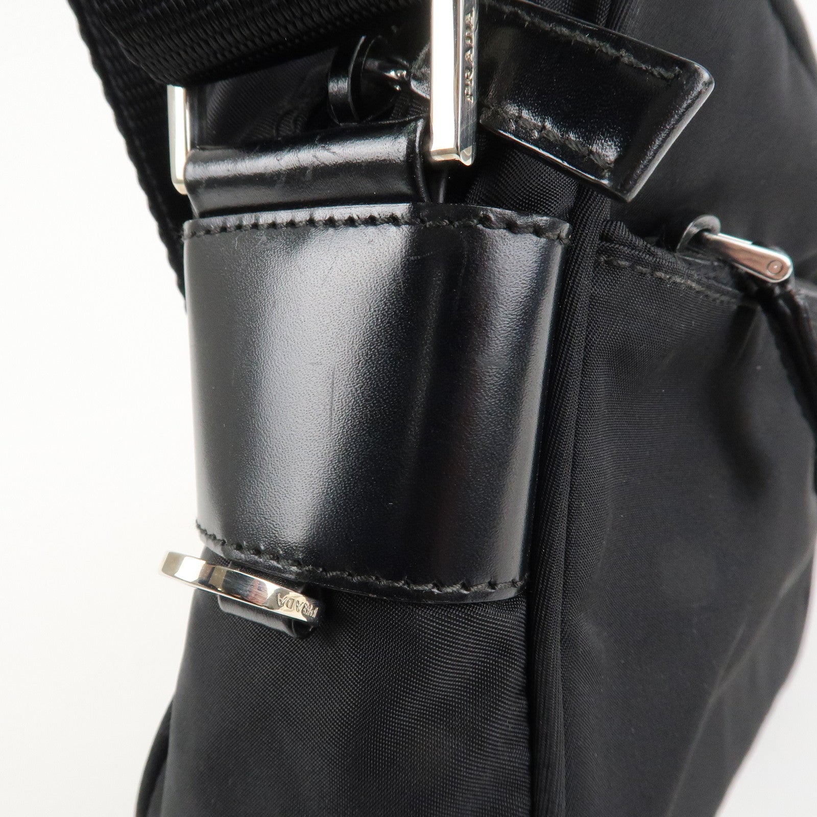 PPRADA Triangle Logo Nylon Leather Shoulder Bag NERO Black BT0166 Used