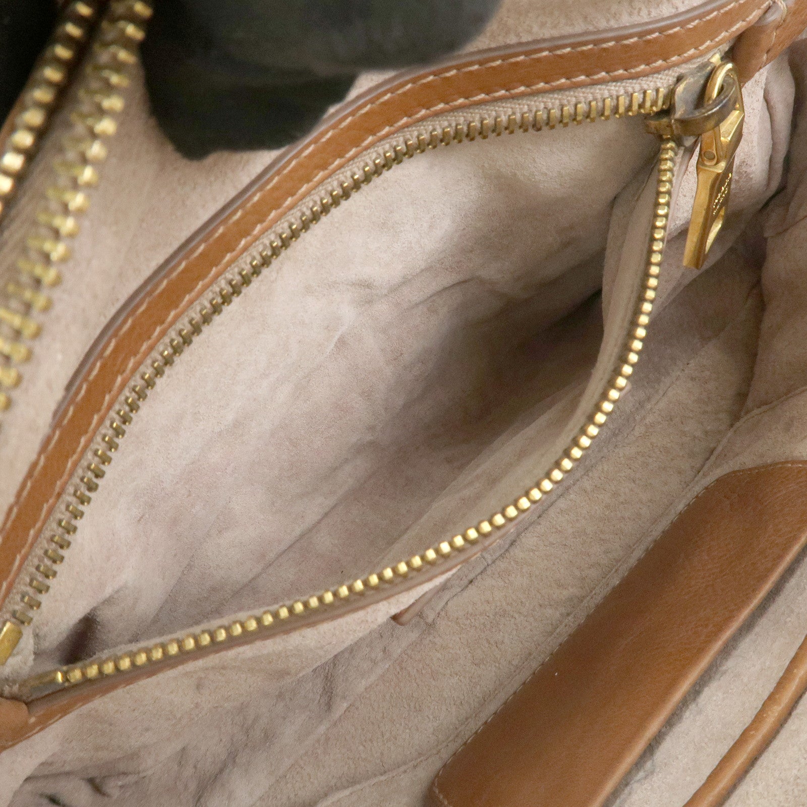 PRADA Logo Leather Chain Shoulder Bag Crossbody Bag Camel