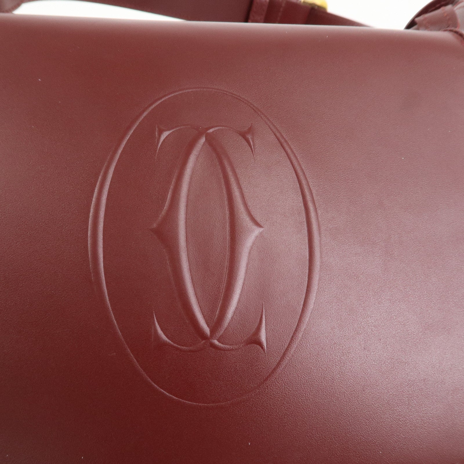 Cartier Must De Cartier Calf Leather Shoulder Bag Hand Bag Burgundy