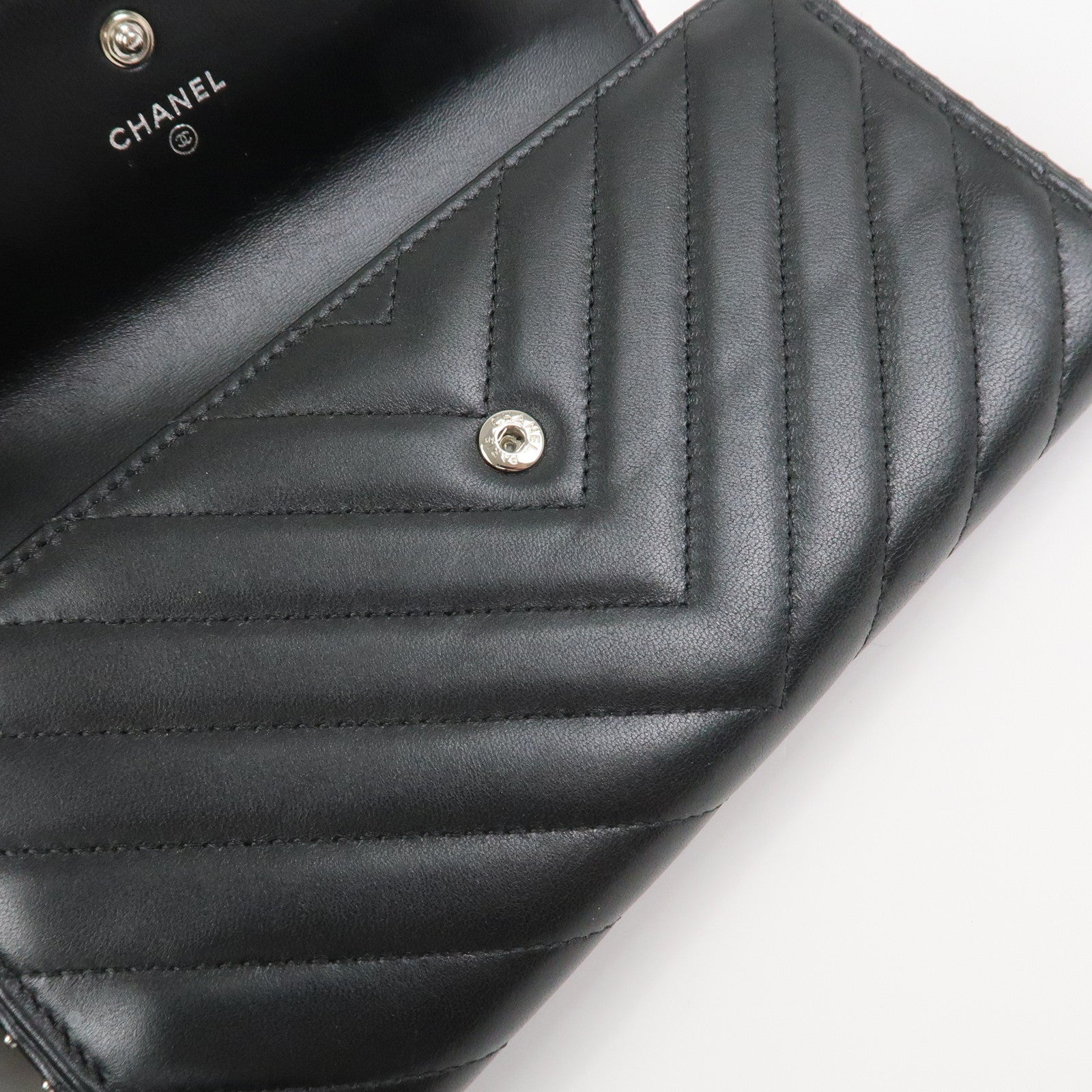 CHANEL COCO Mark V Stitch Leather Flap Long Wallet Black A81217