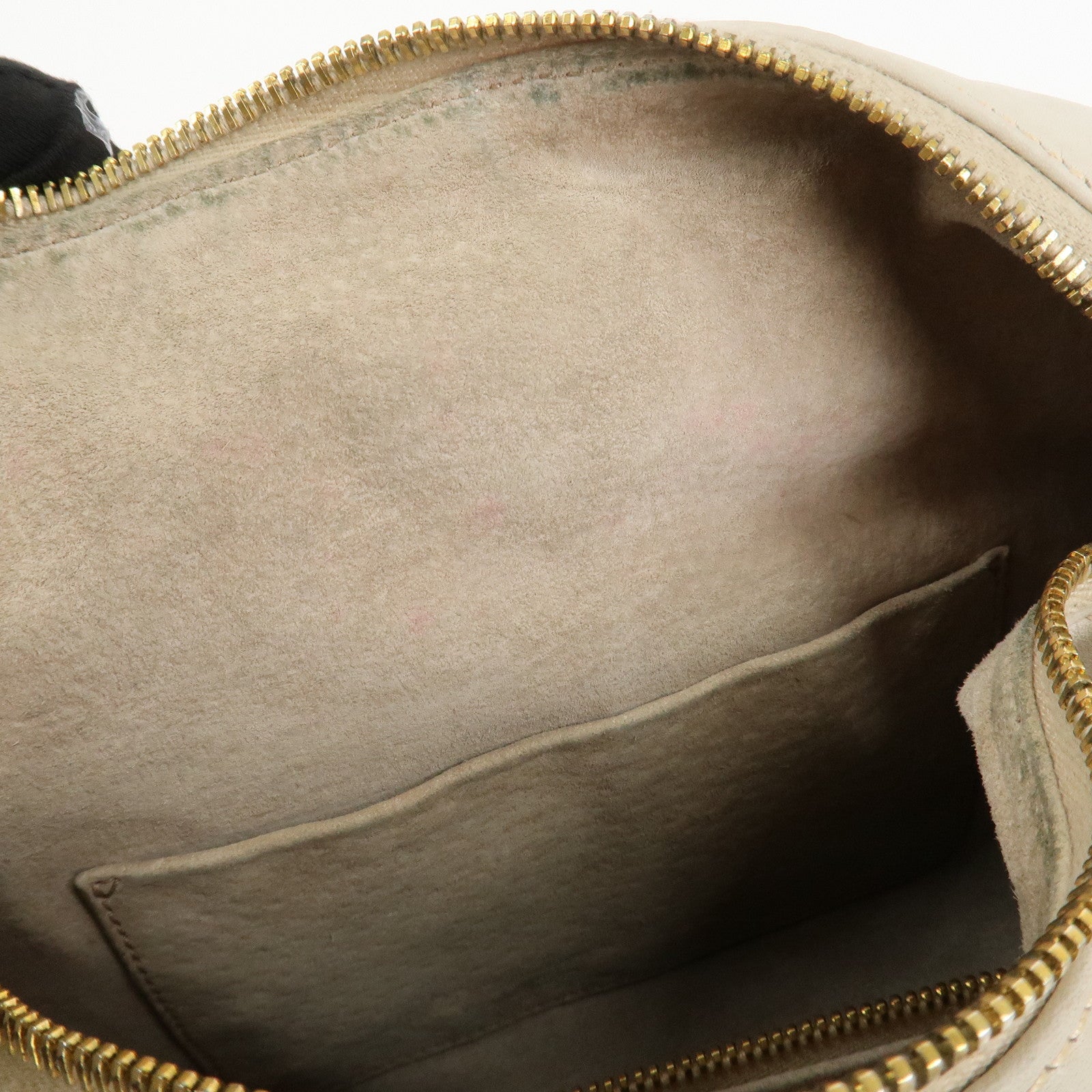 PRADA Logo Leather Shoulder Bag Hand Bag Ivory Gold Hardware Used