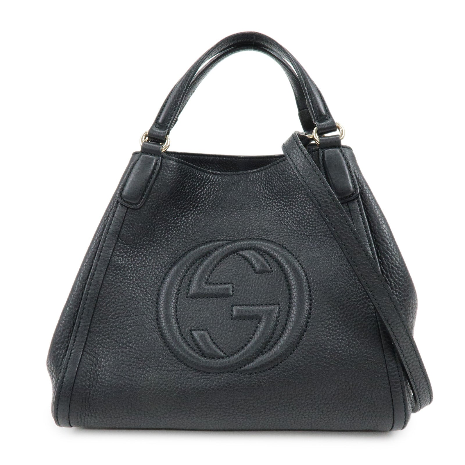 GUCCI SOHO Interlocking G 2Way Bag Hand Shoulder Bag Black 336751